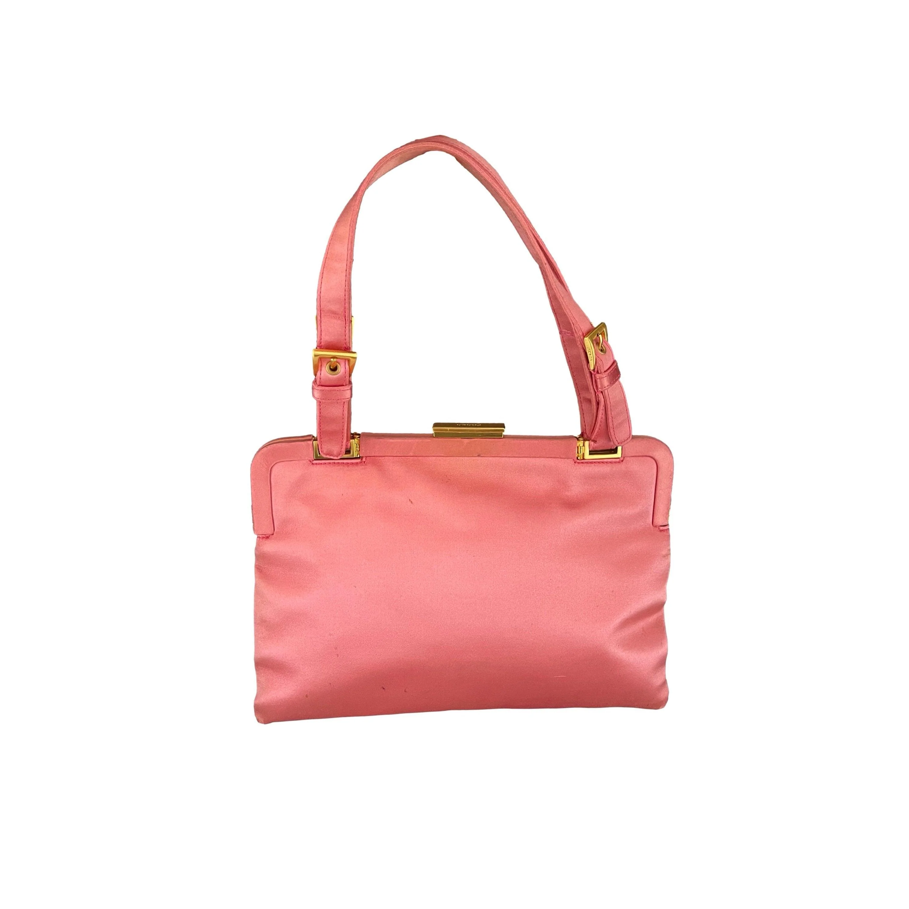 Prada Pink Satin Lock Bag - Image 2