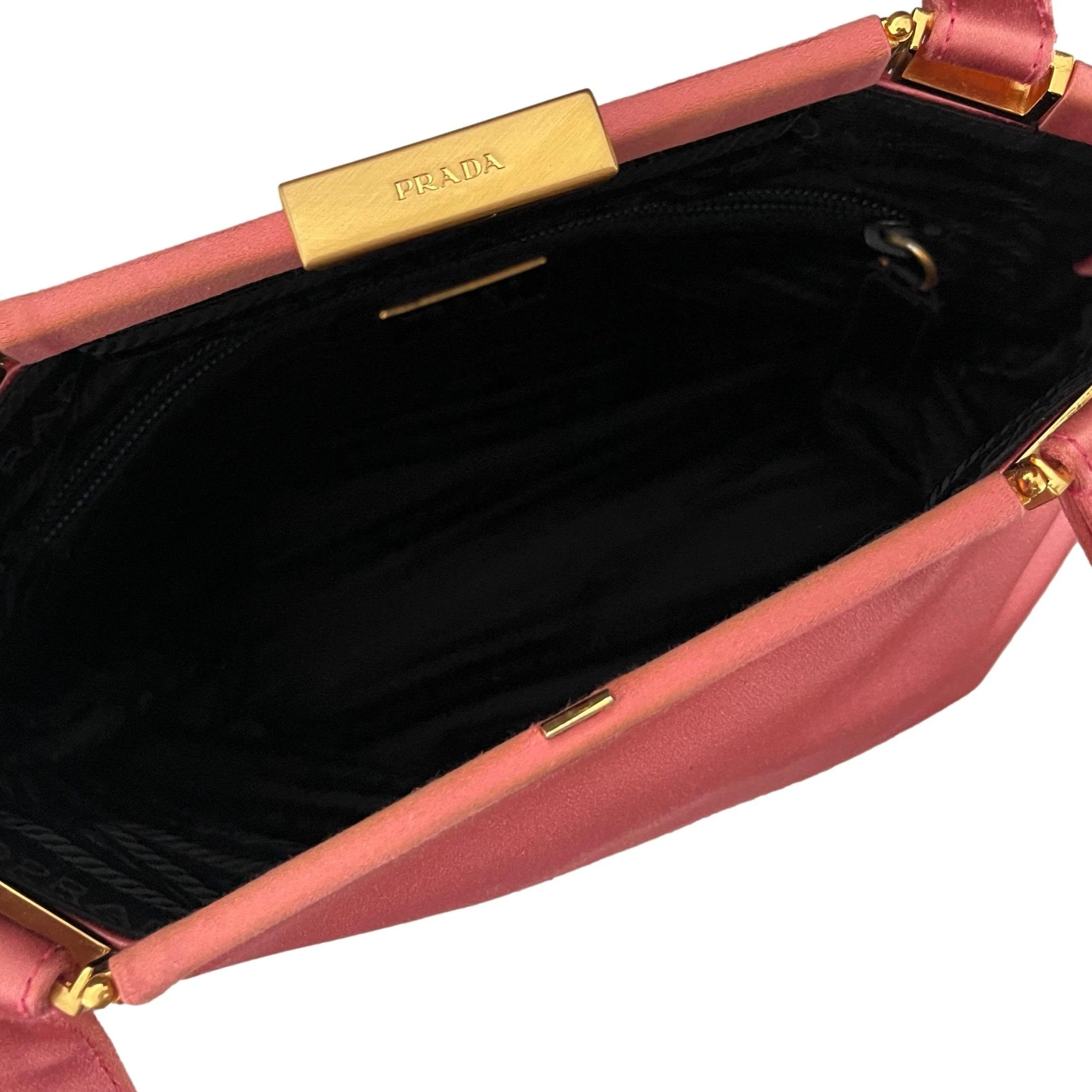 Prada Pink Satin Lock Bag - Image 4