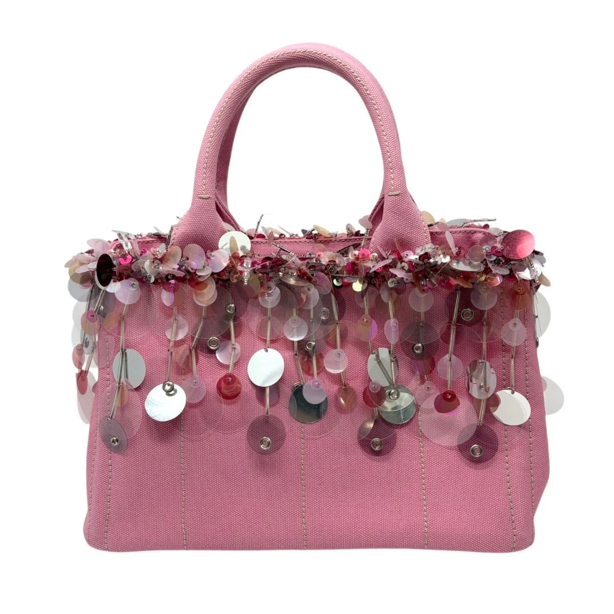 Prada Pink Sequin 2way Canapa Bag - Image 3