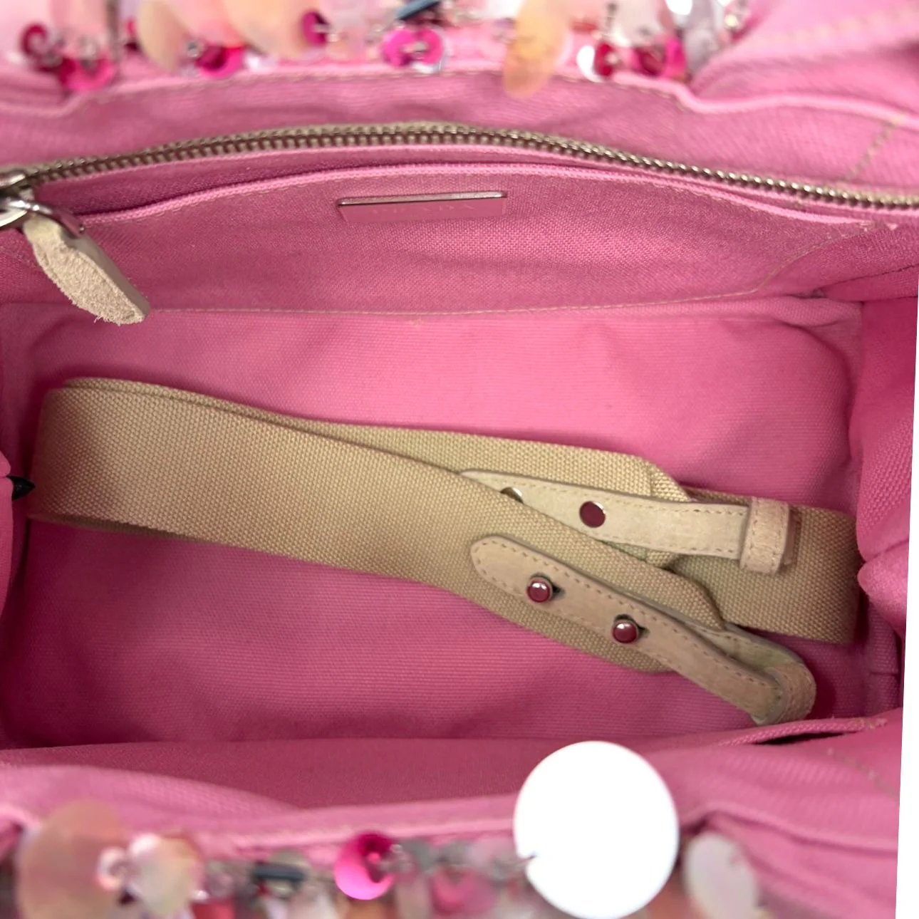 Prada Pink Sequin 2way Canapa Bag - Image 4