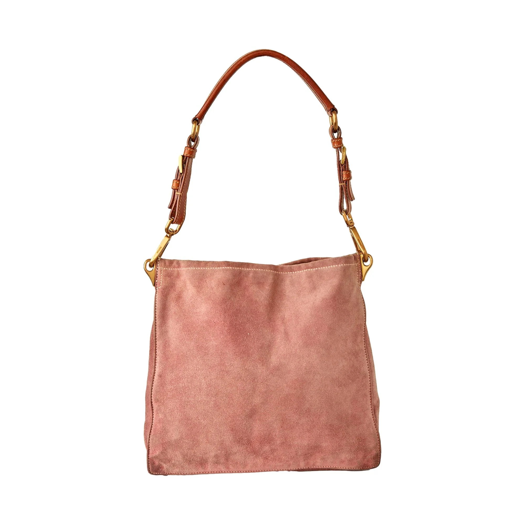 Prada Pink Suede Logo Shoulder Bag - Image 2