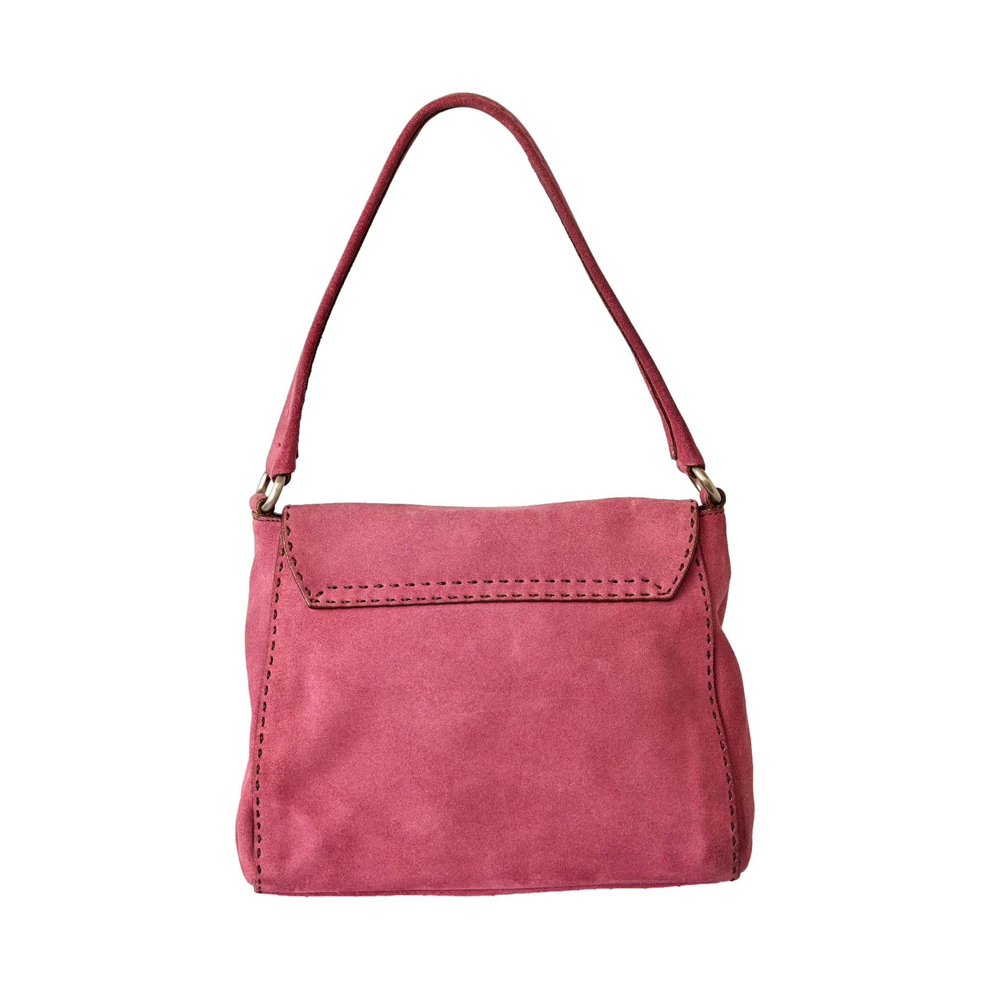 Prada Pink Suede Small Logo Shoulder Bag - Image 2