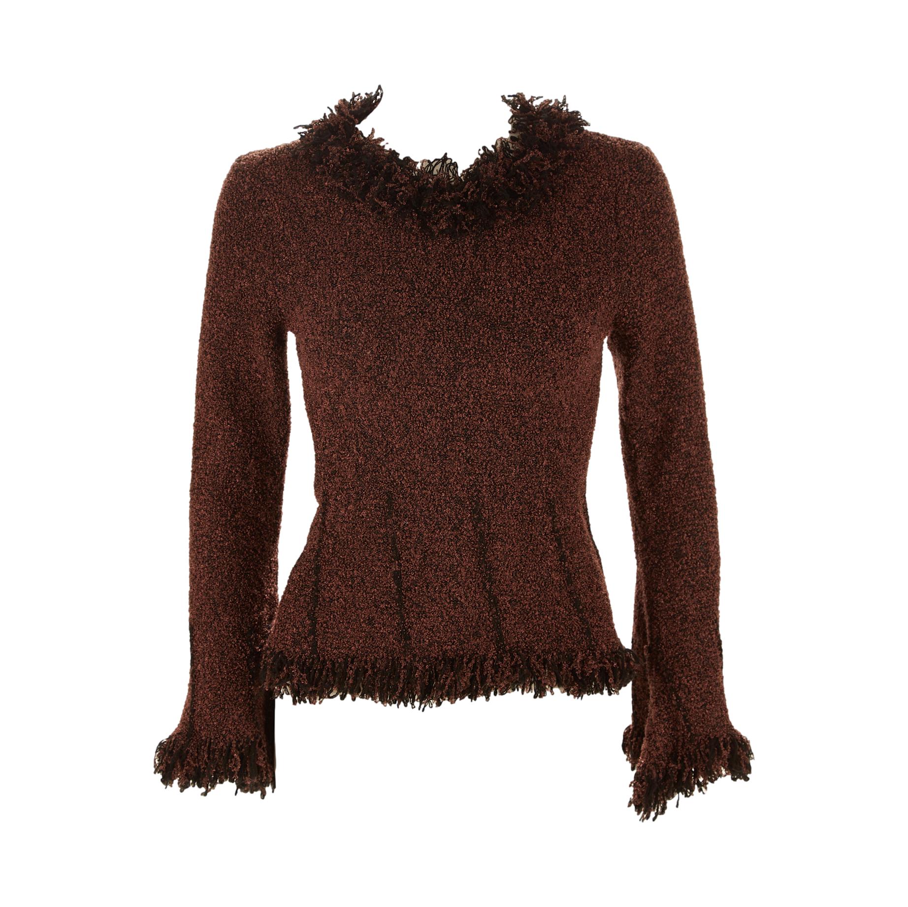 Prada Purple Knit Fringe Top