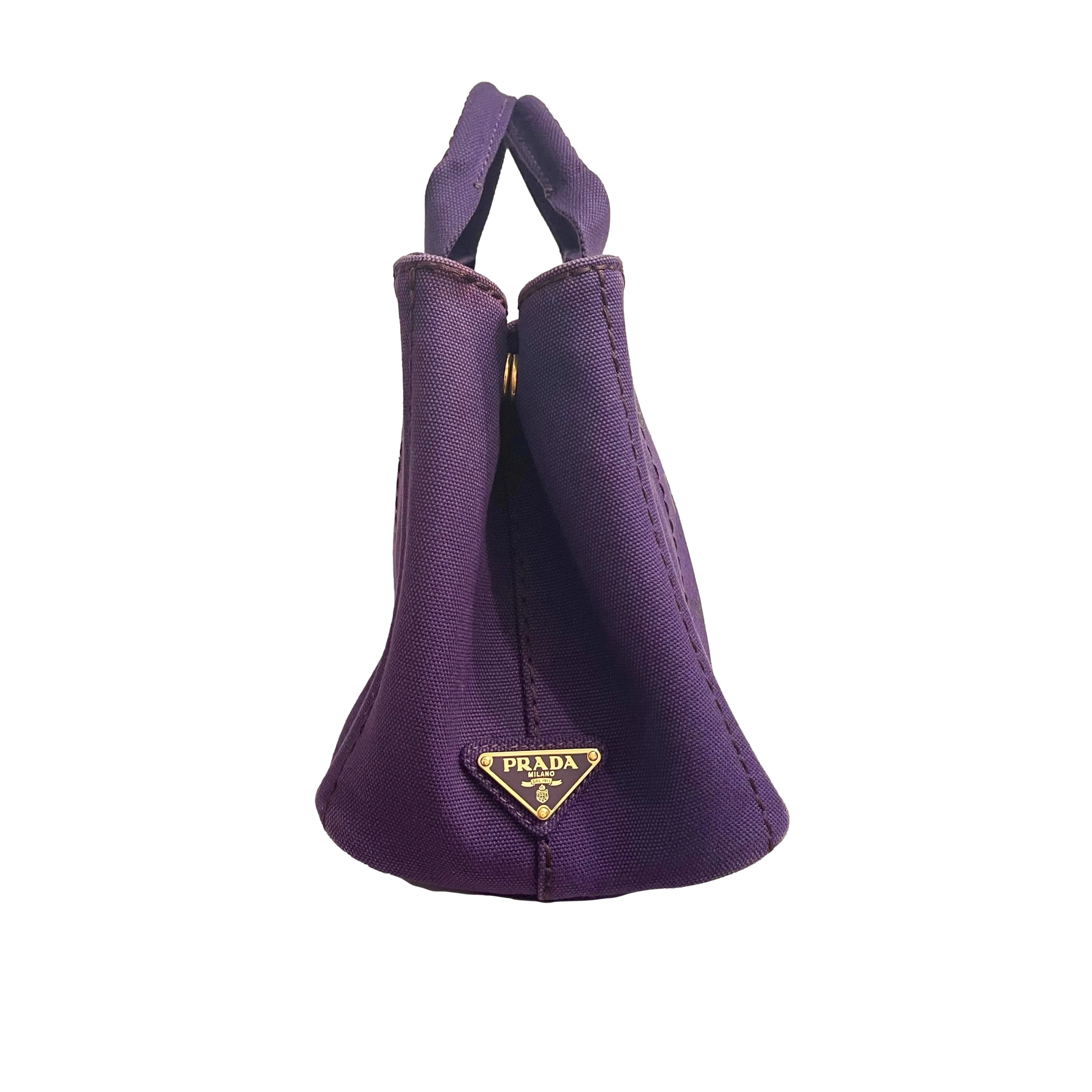 Prada Purple Mini Canvas 2way Tote - Image 2