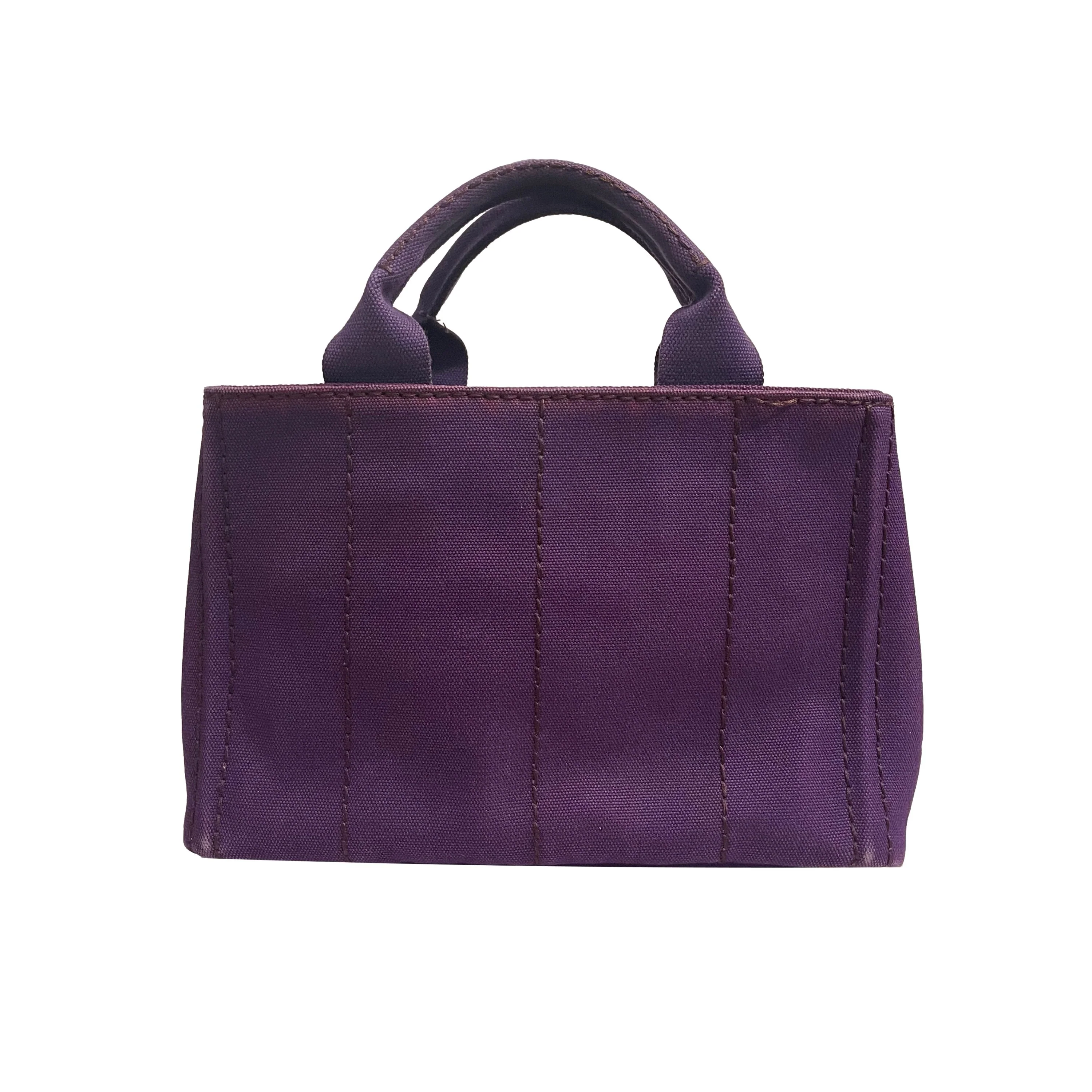 Prada Purple Mini Canvas 2way Tote - Image 3