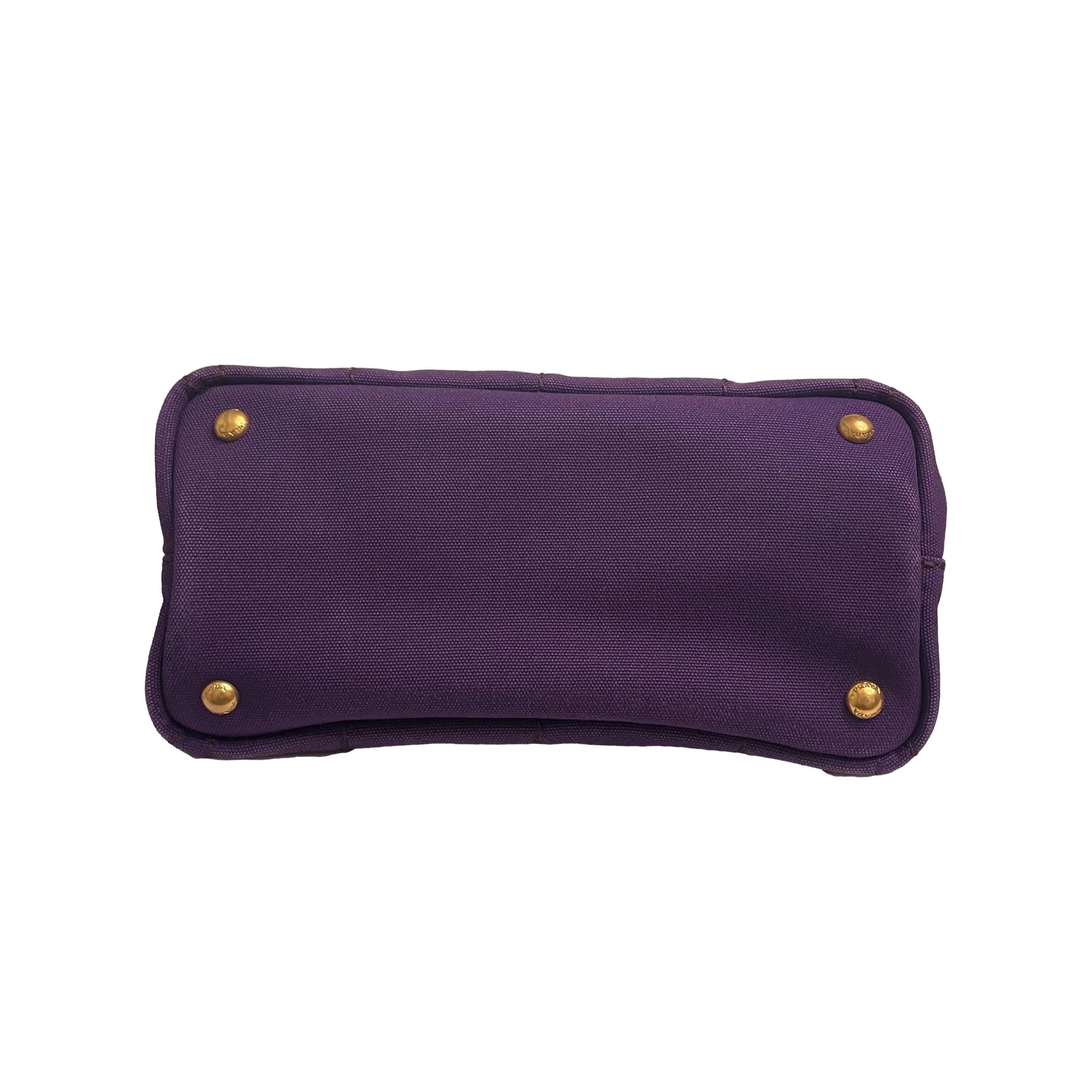 Prada Purple Mini Canvas 2way Tote - Image 4