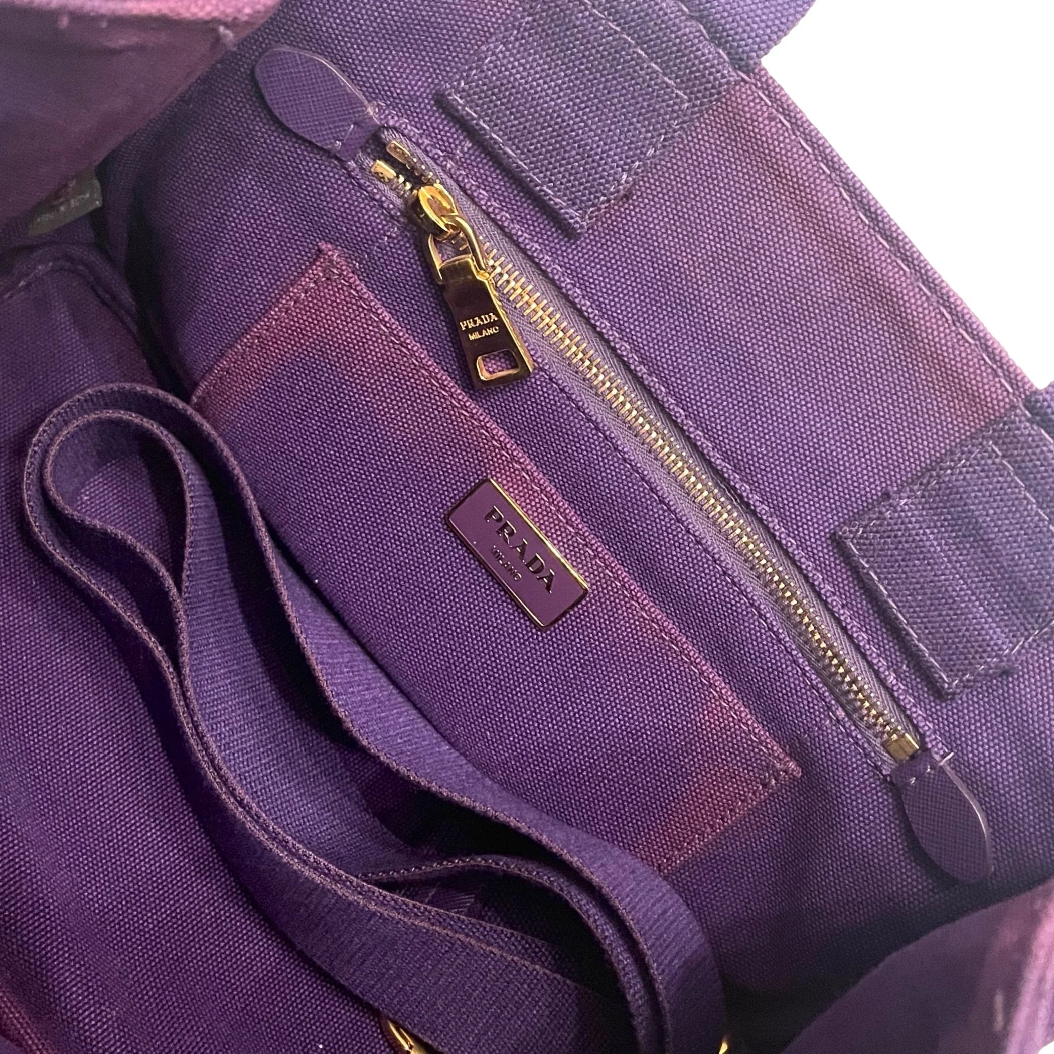 Prada Purple Mini Canvas 2way Tote - Image 5