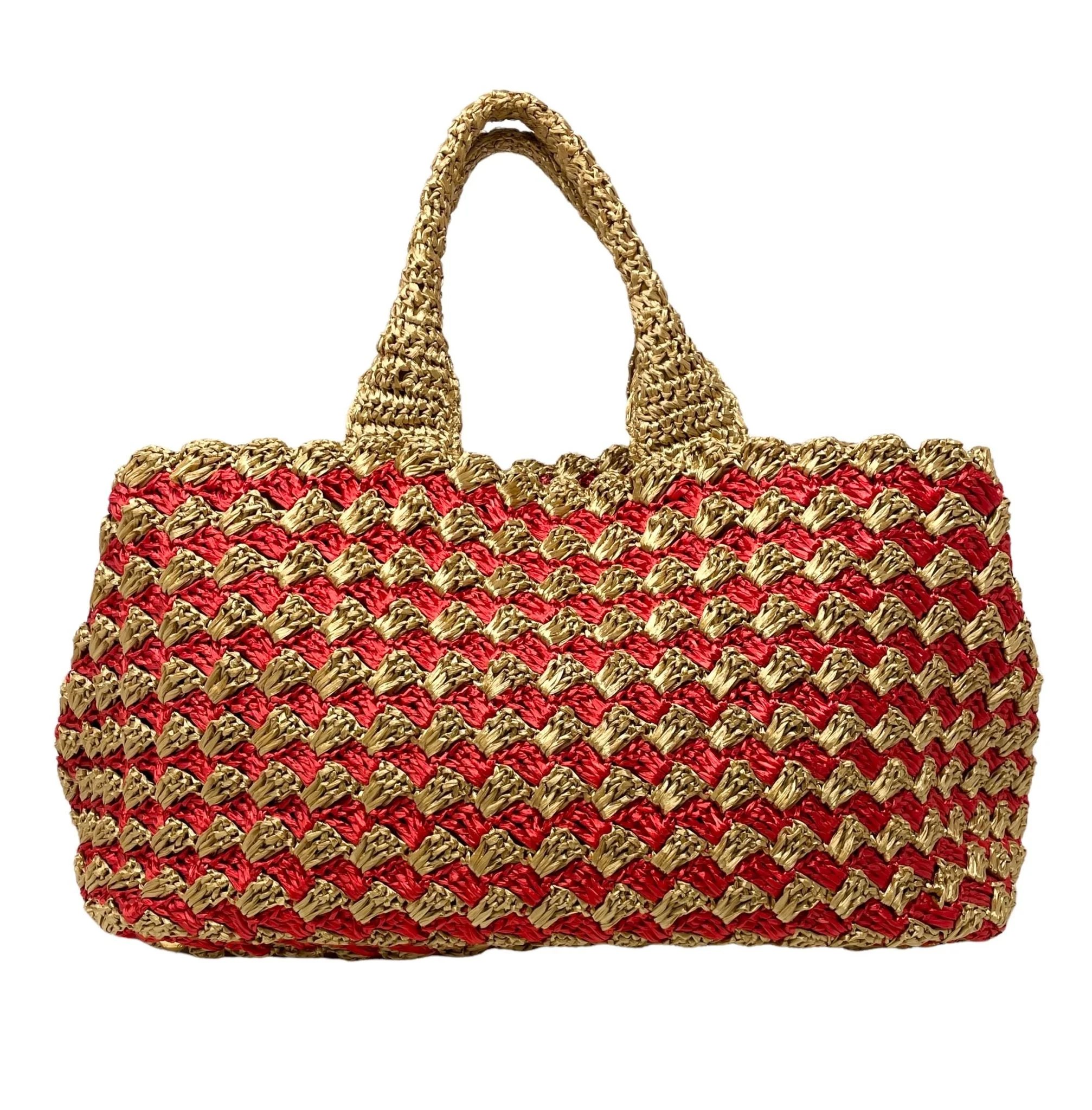 Prada Red Braided Jumbo Top Handle Tote - Image 2