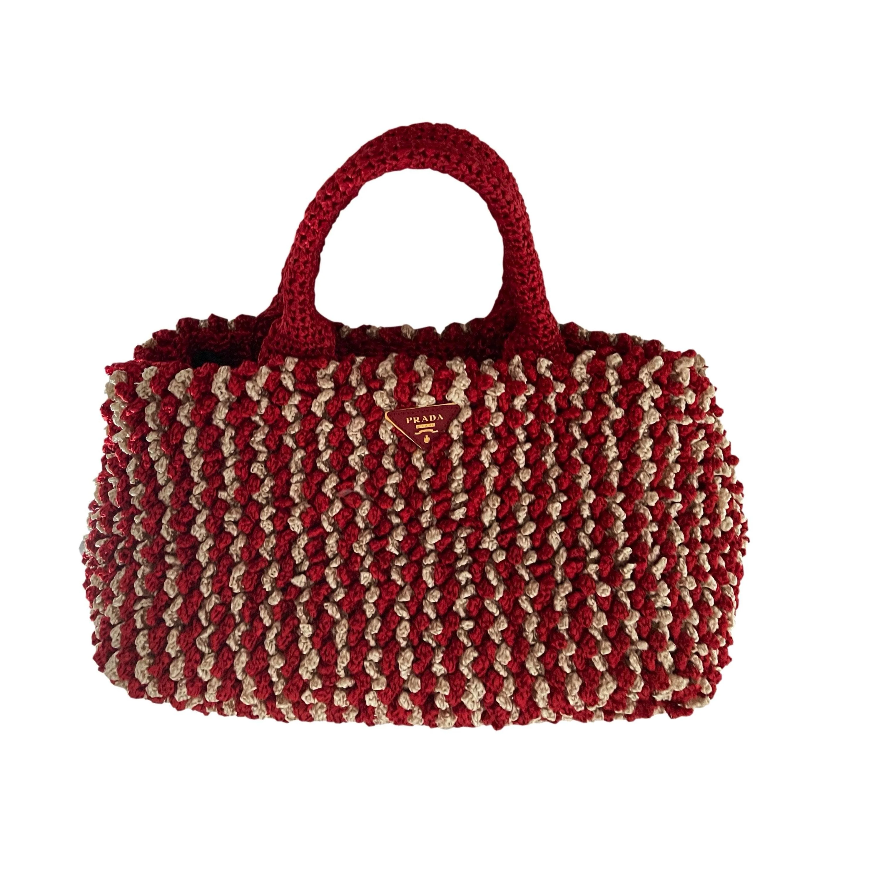 Prada Red Braided Jumbo Top Handle Tote