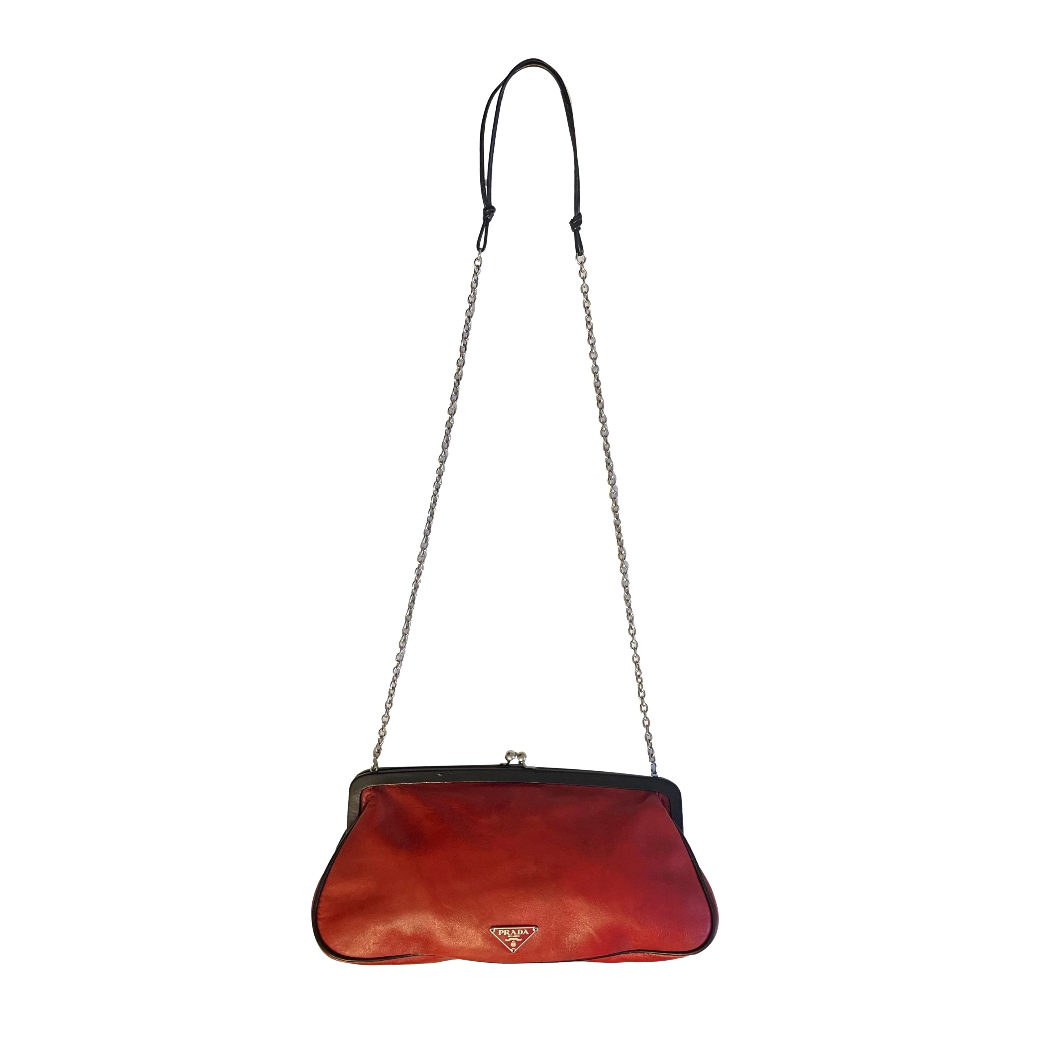 Prada Red Chain Kisslock Bag - Image 2