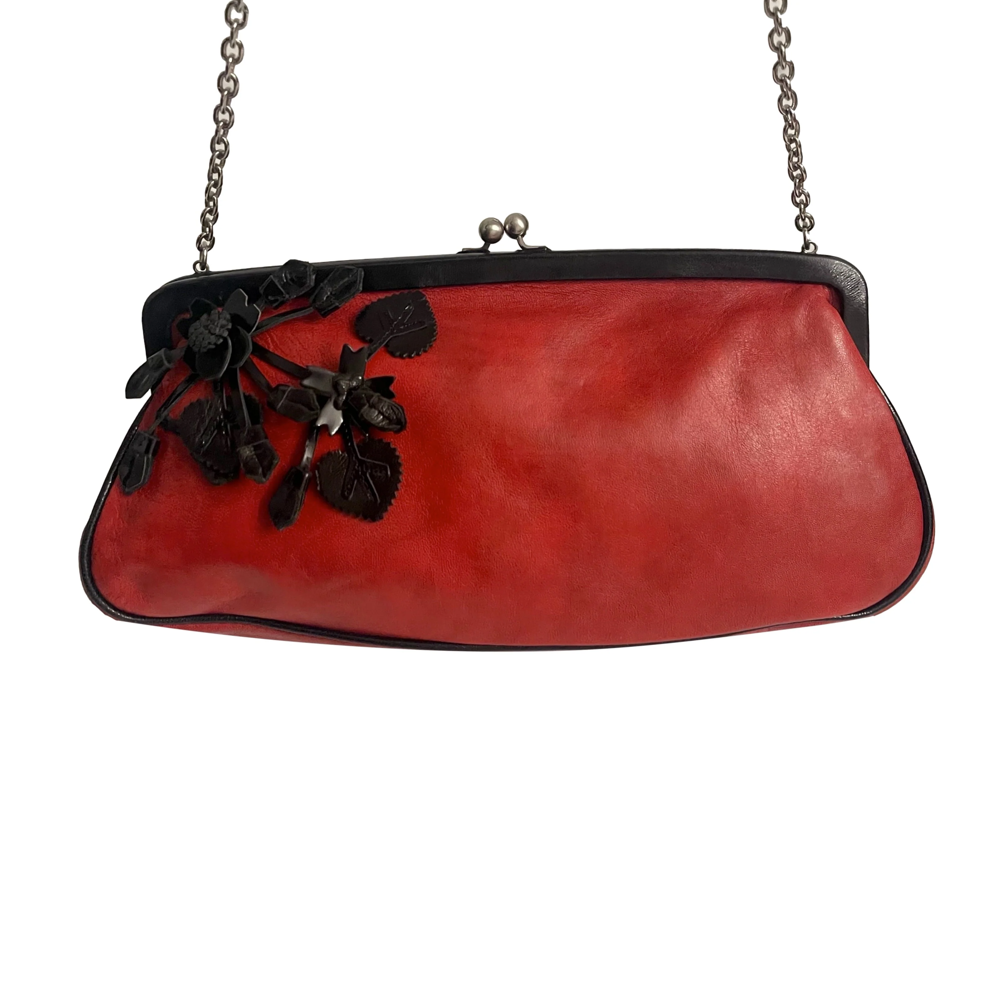 Prada Red Chain Kisslock Bag - Image 3