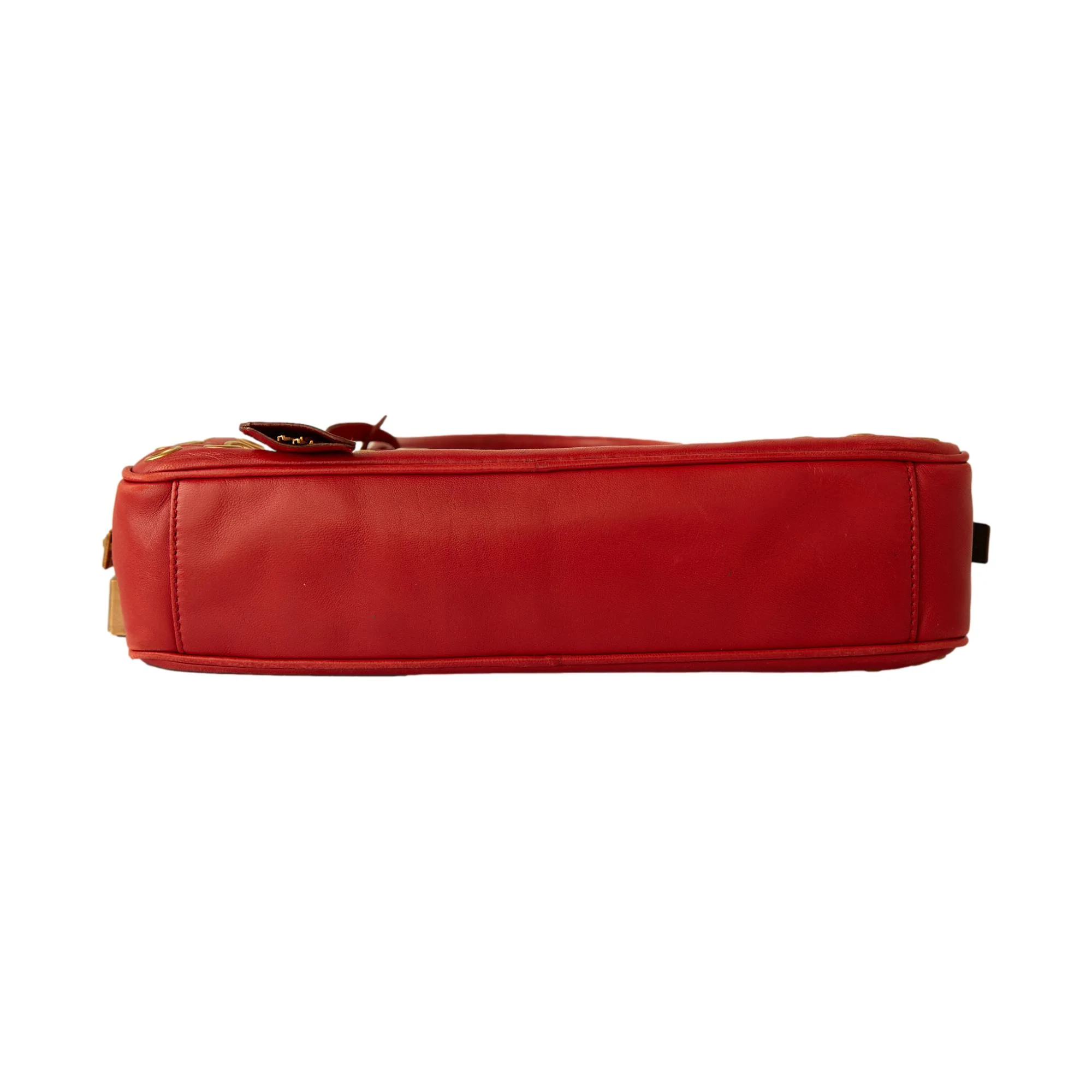 Prada Red Leather Grommet Top Handle Bag - Image 3