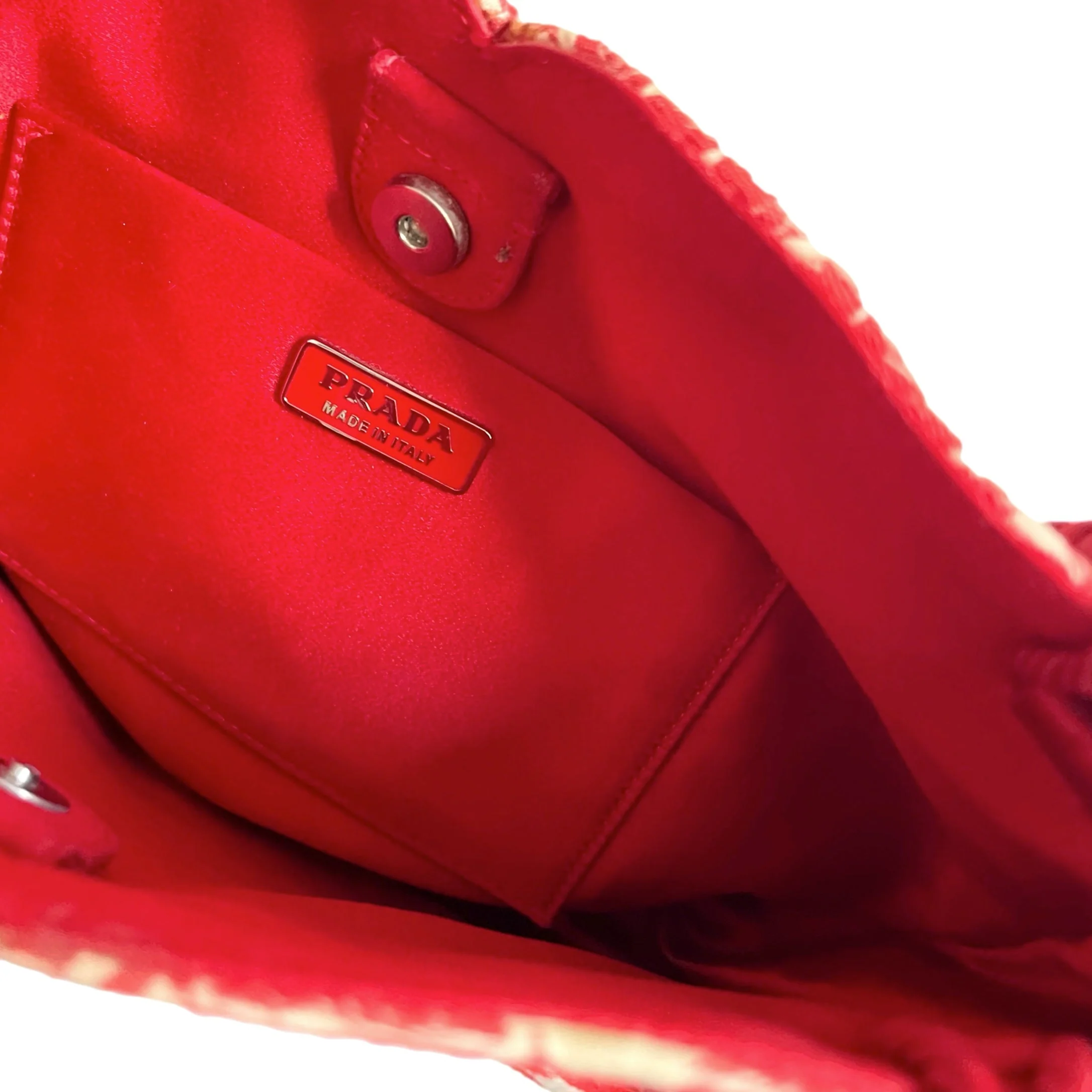 Prada Red Mini Silk Floral Bag - Image 2