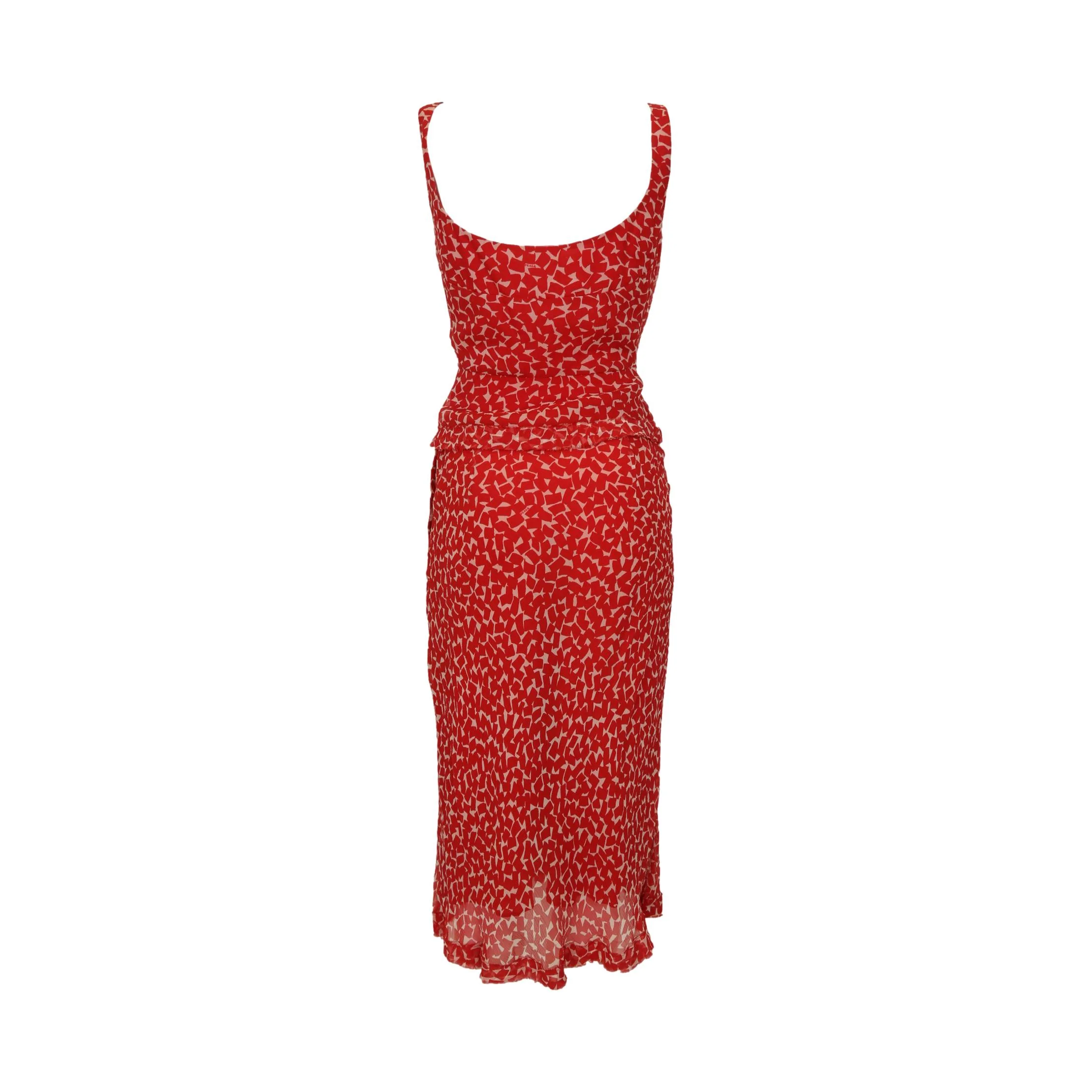 Prada Red Print Sheer Skirt Set - Image 2