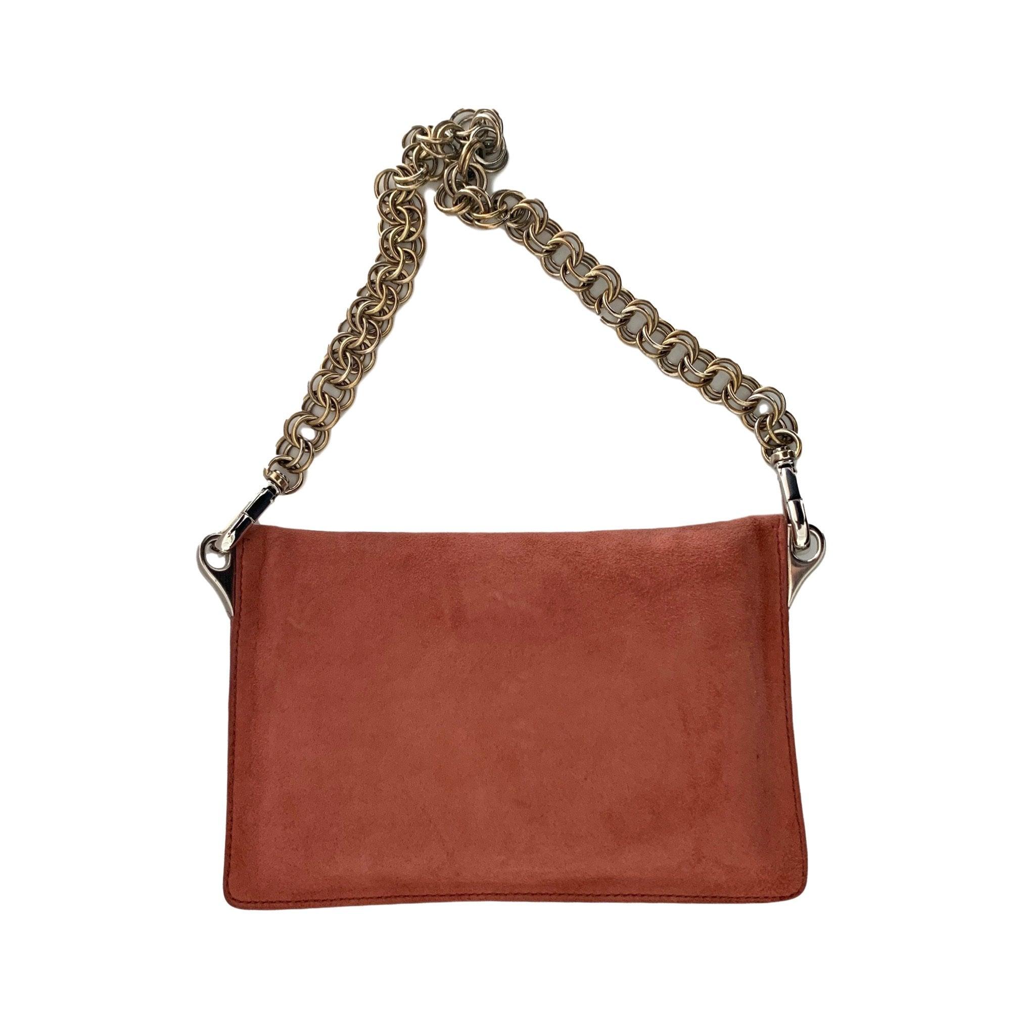 Prada Salmon Suede Logo Chain Mini Bag - Image 3