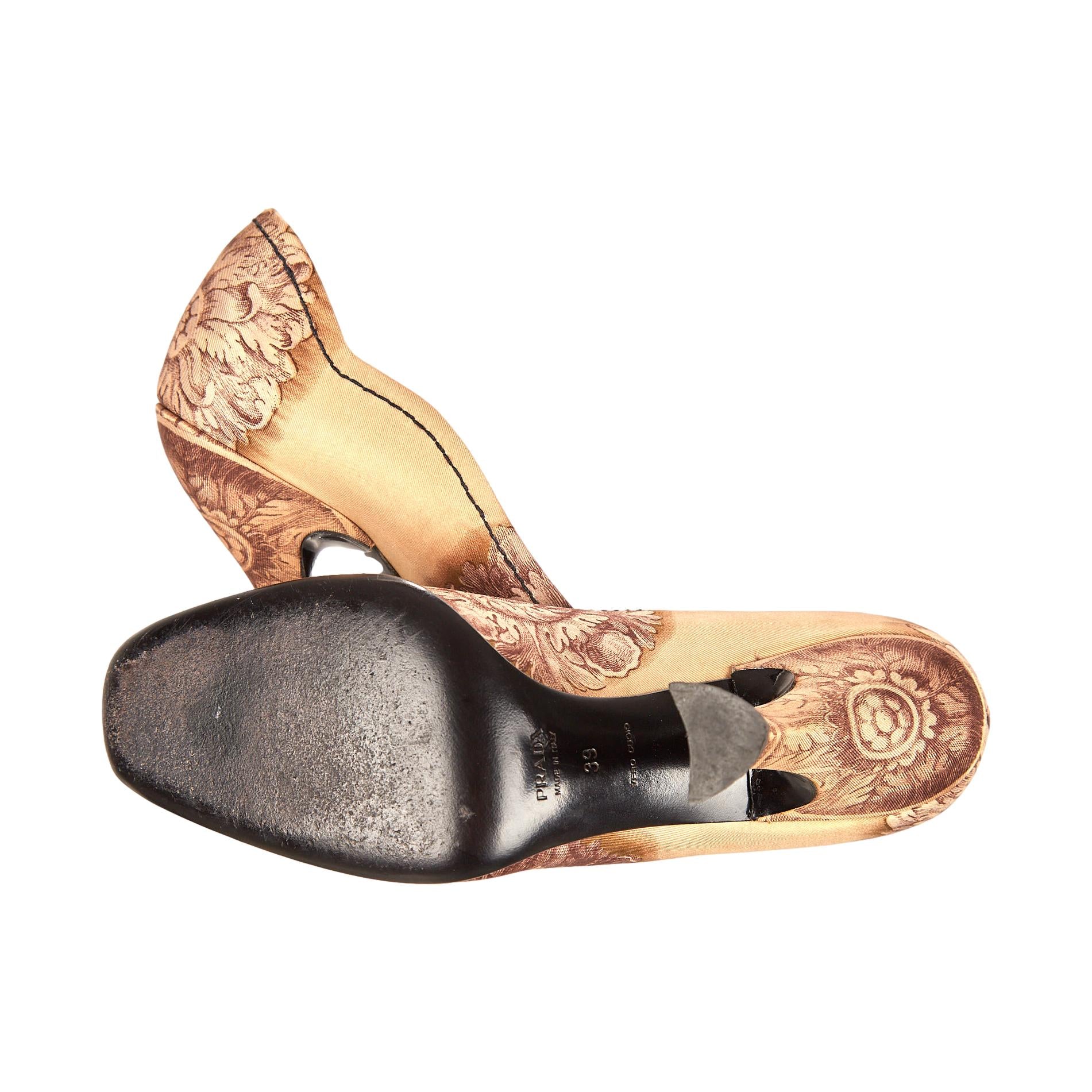 Prada Silk Floral Print Wave Heels - Image 3