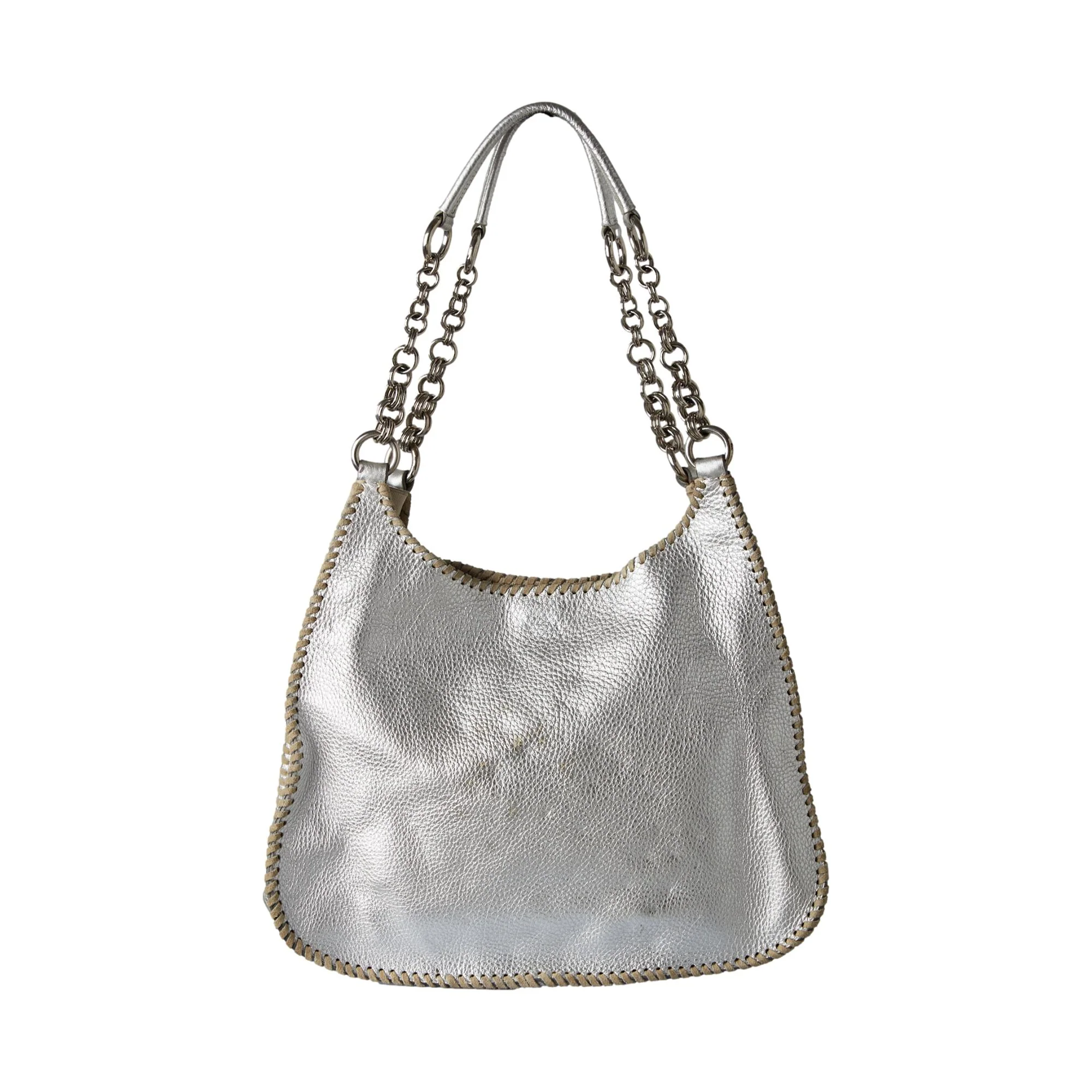 Prada Silver Leather Chain Shoulder Bag - Image 2