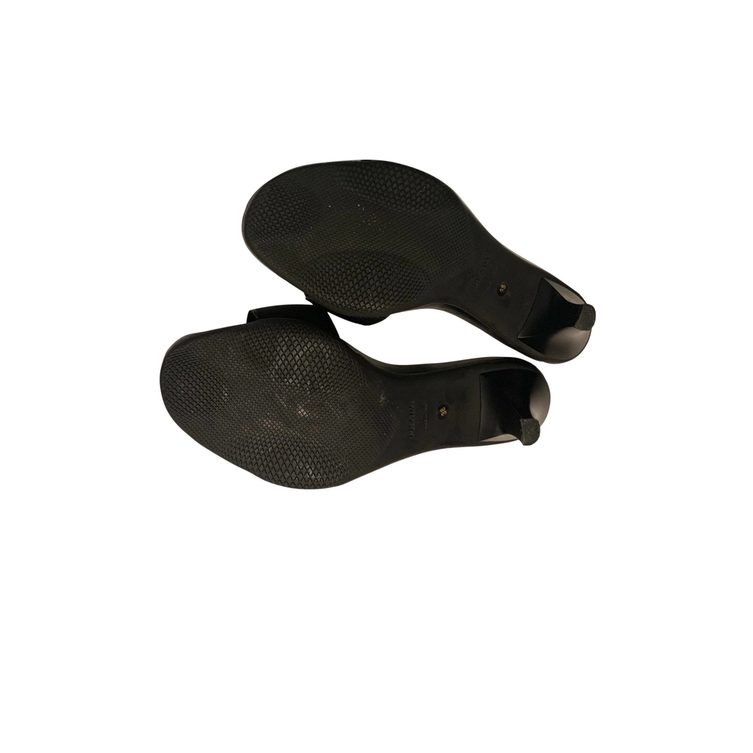 Prada Sport Black Mesh Logo Kitten Heels - Image 2