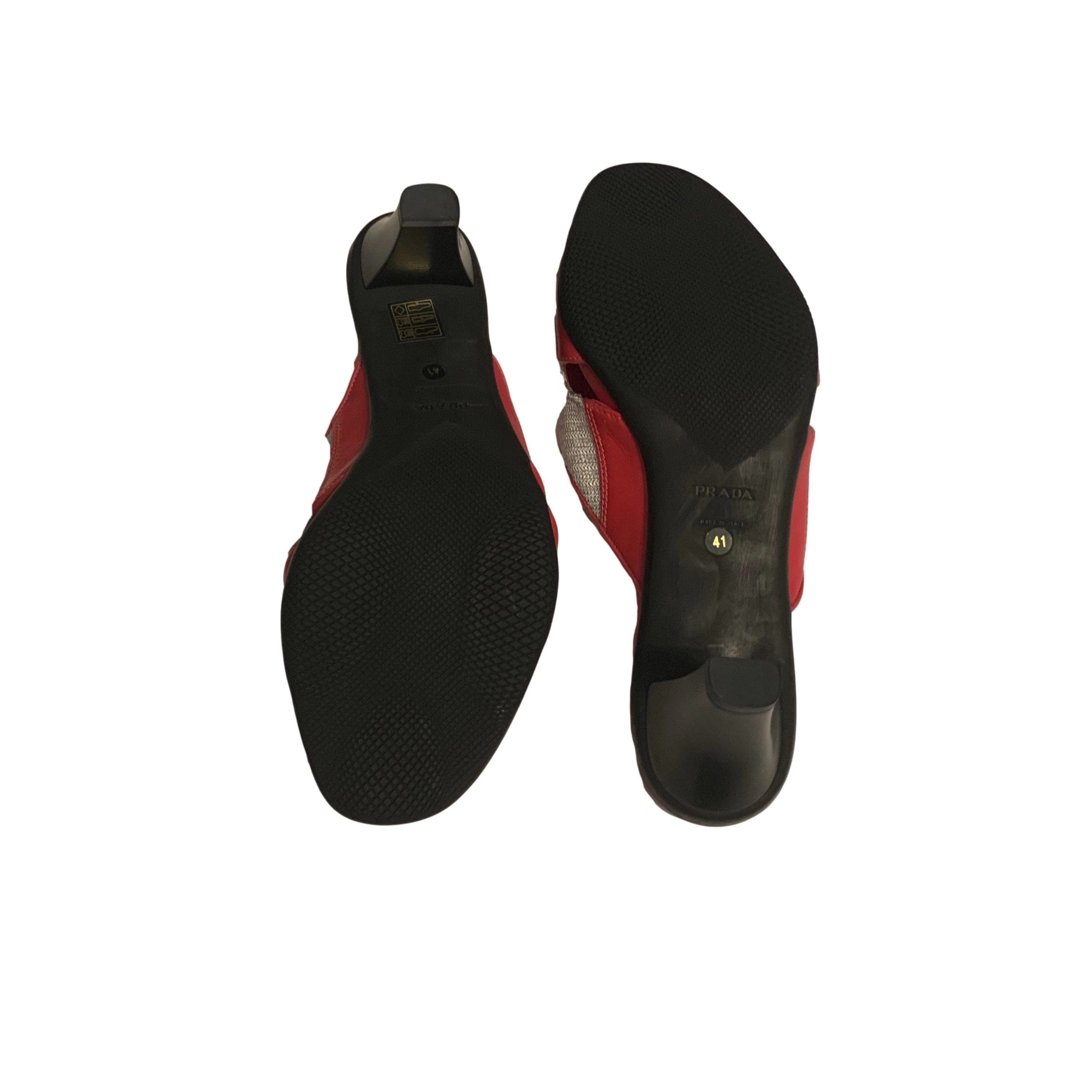 Prada Sport Pink Mesh Logo Kitten Heels - Image 4