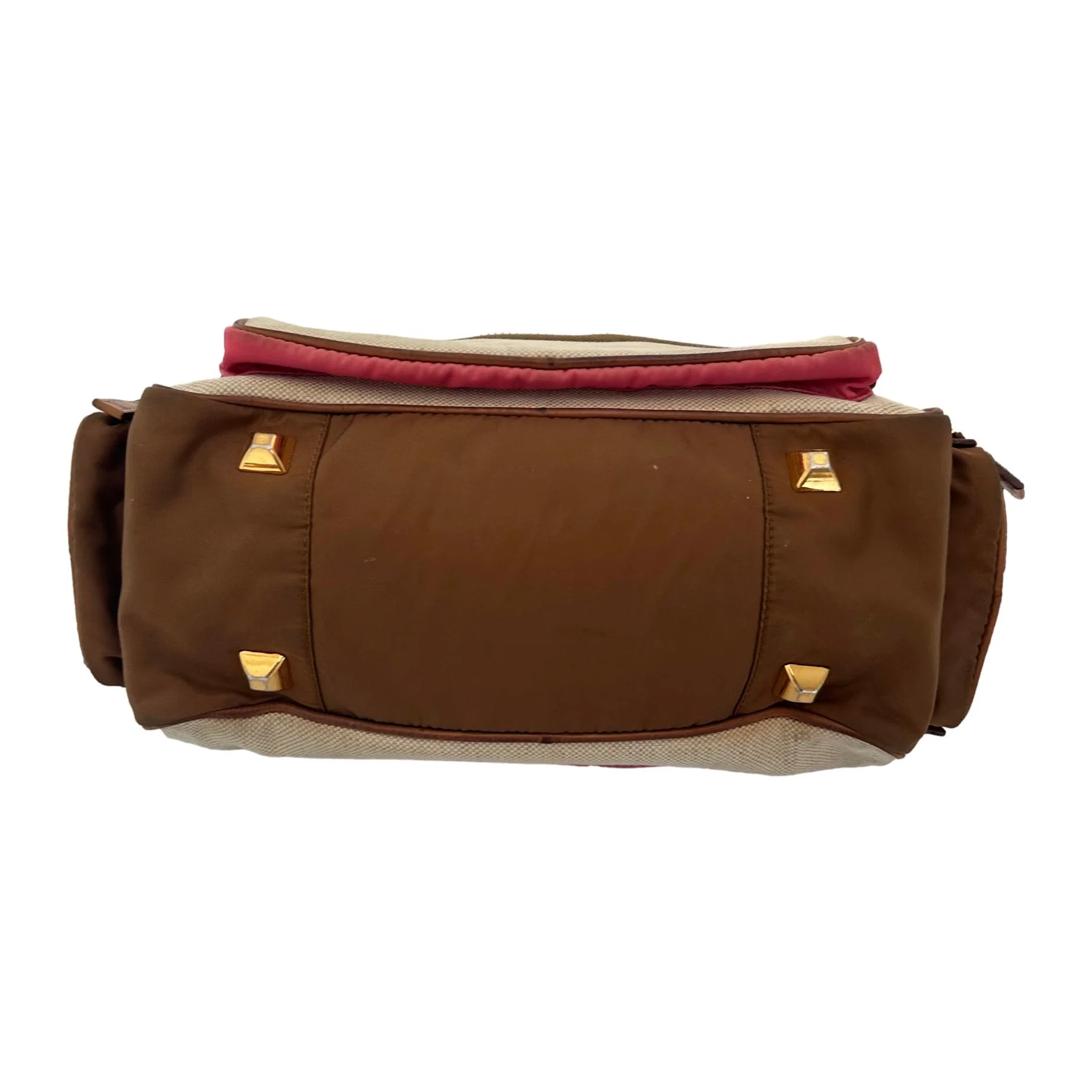 Prada Tan Canvas Mixed Media Bag - Image 4