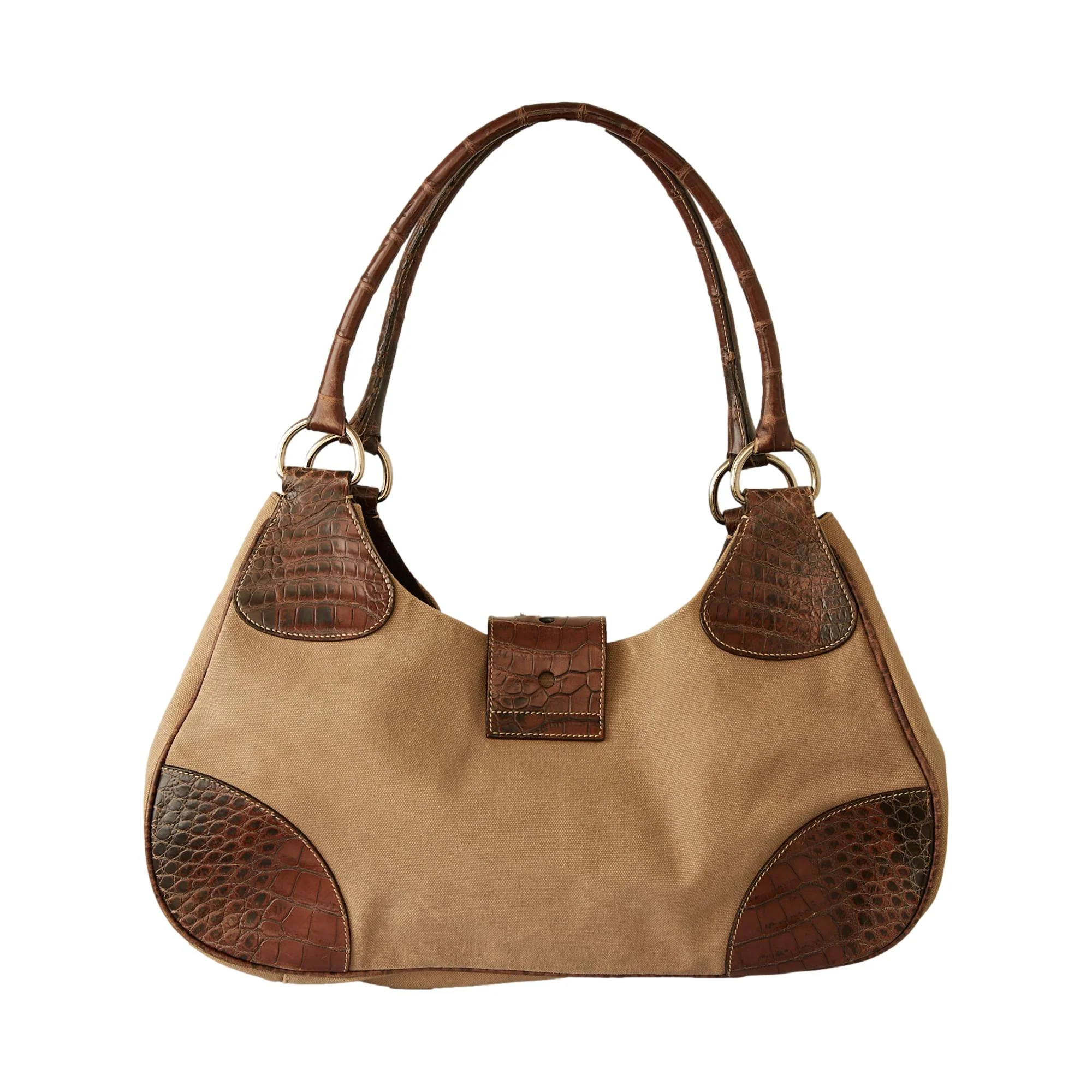 Prada Tan Croc Embossed Shoulder Bag - Image 2