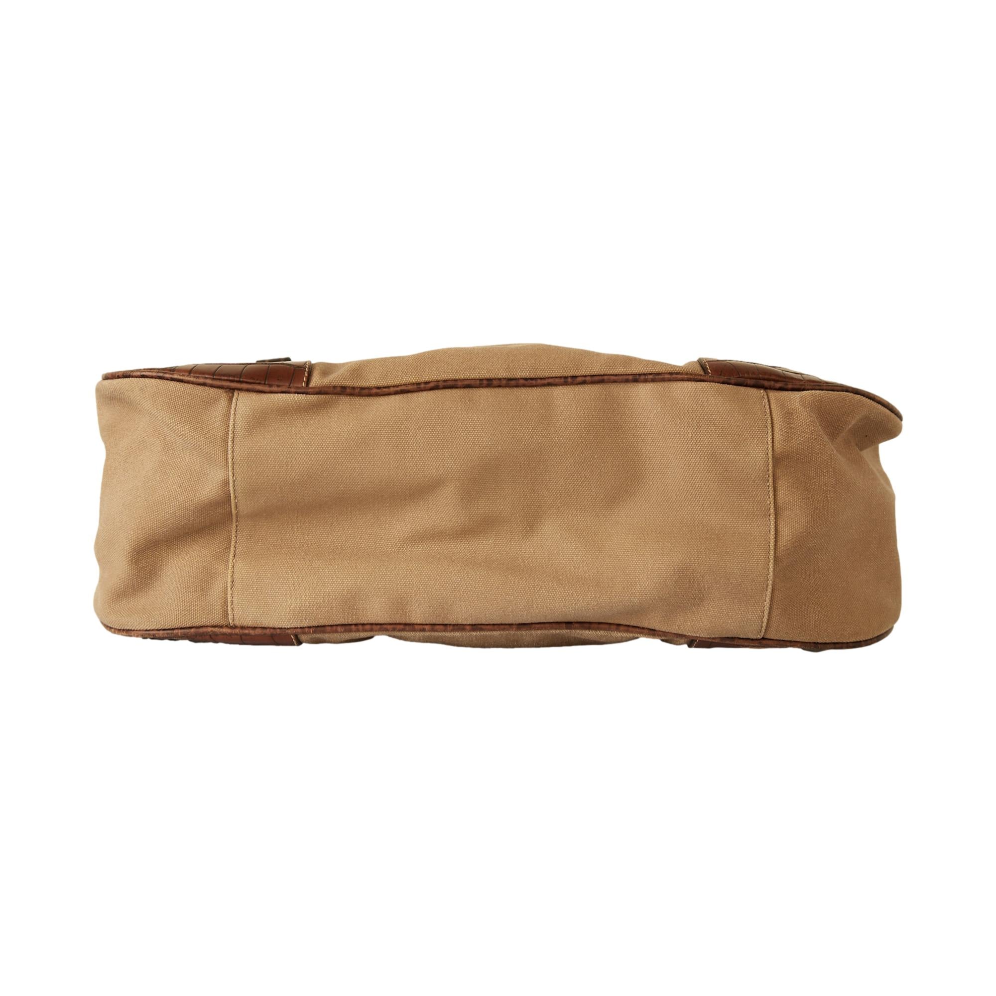 Prada Tan Croc Embossed Shoulder Bag - Image 3