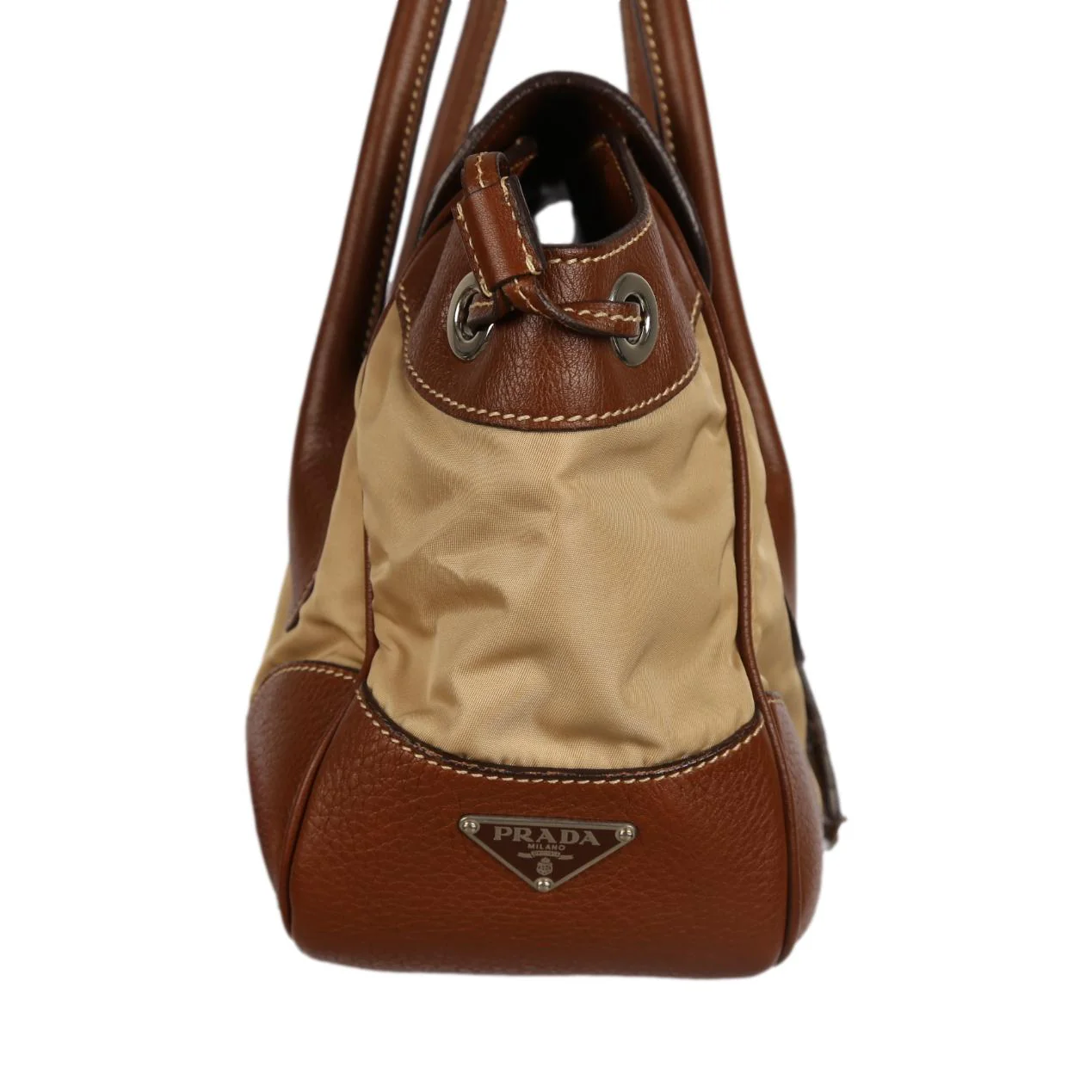 Prada Tan Canvas Shoulder Bag - Image 3