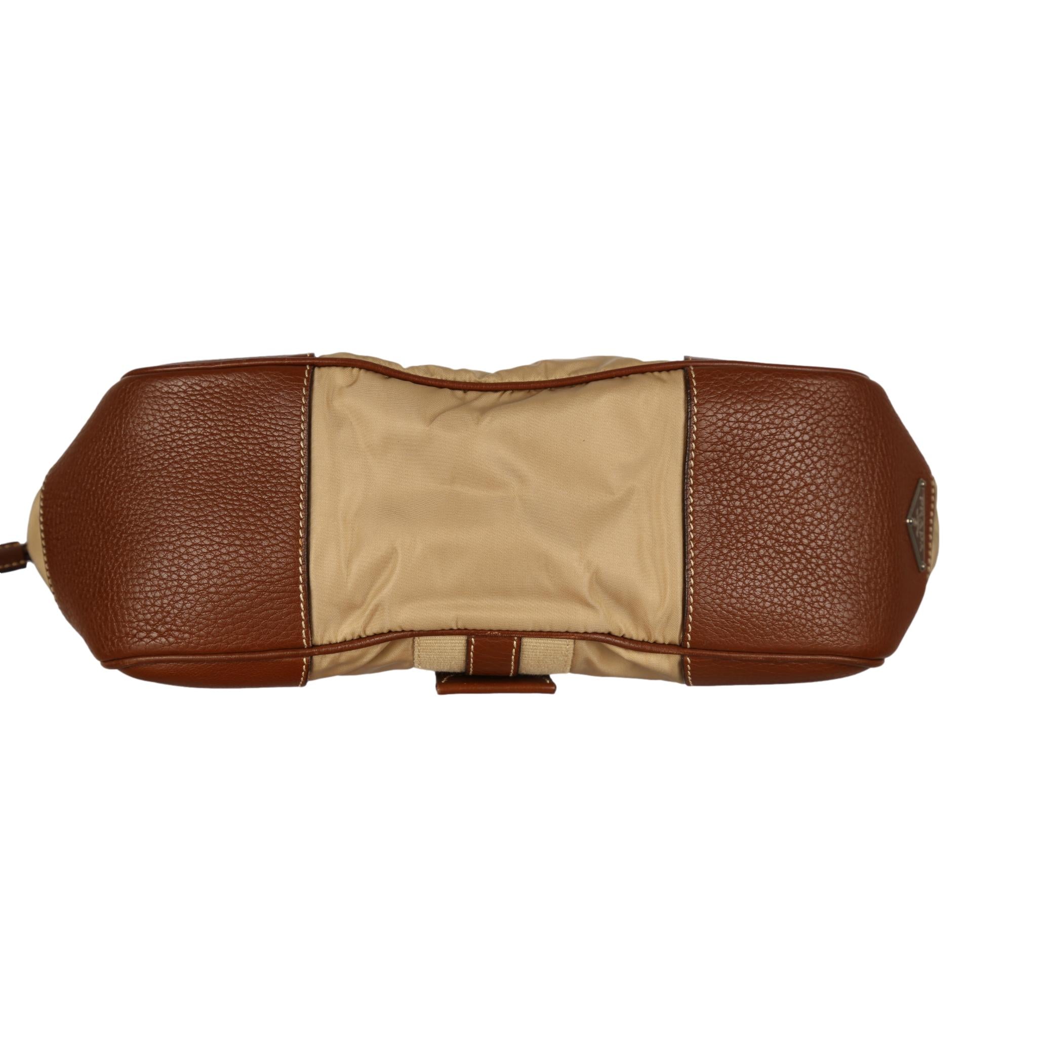 Prada Tan Canvas Shoulder Bag - Image 4