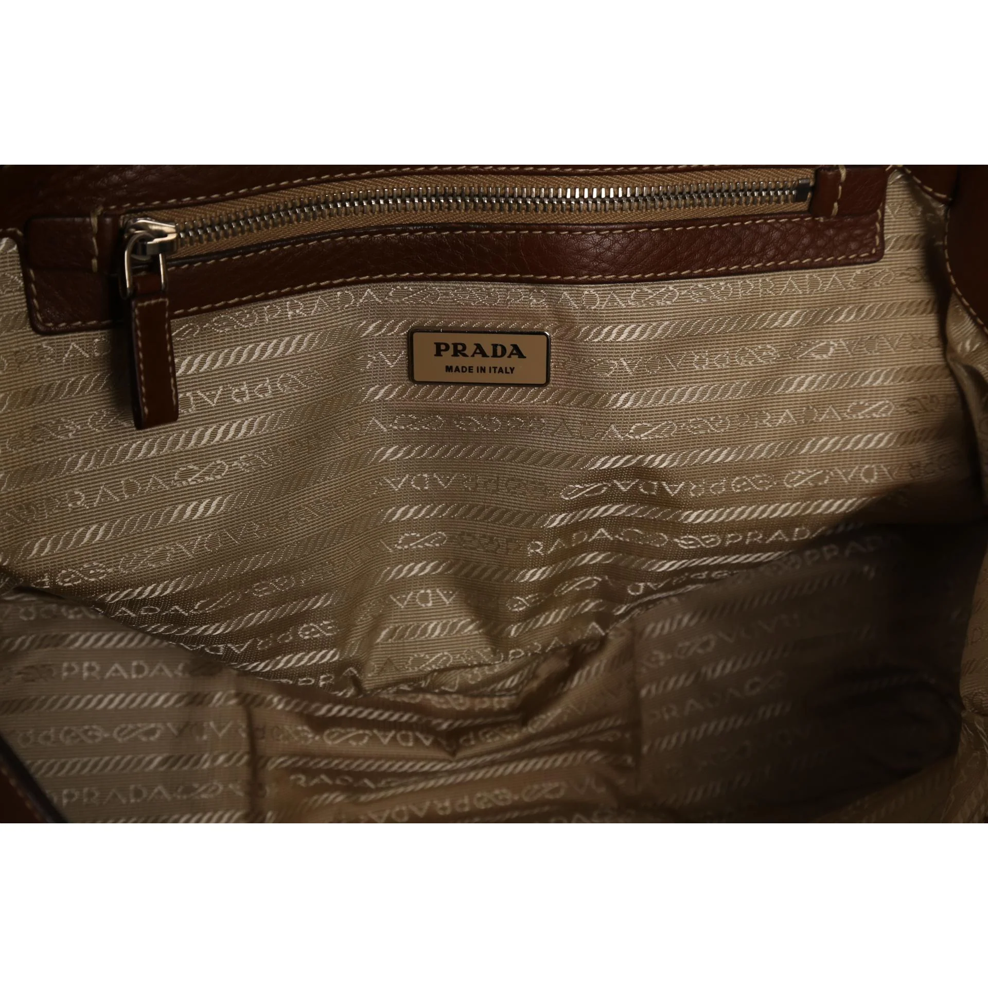 Prada Tan Canvas Shoulder Bag - Image 5