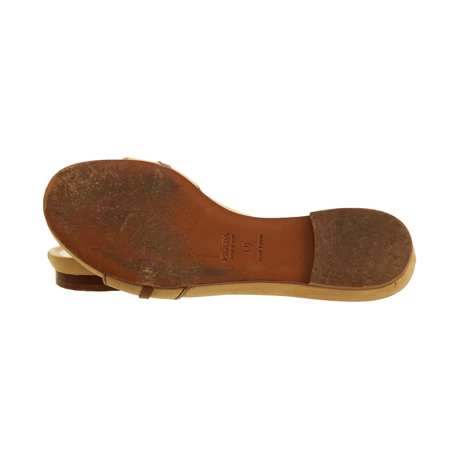 Prada Tan Leather Logo Sandals - Image 3