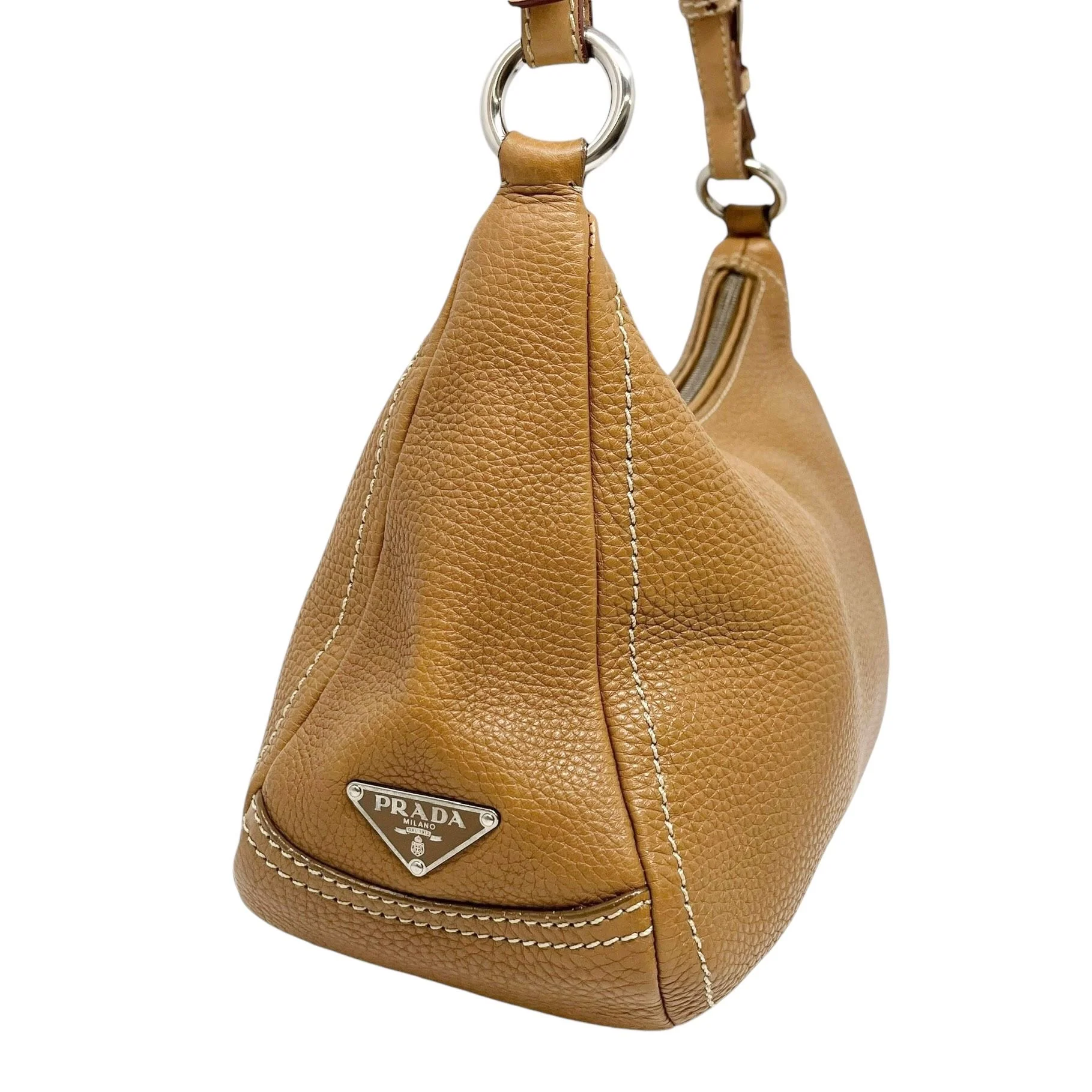 Prada Tan Leather Shoulder Bag - Image 3