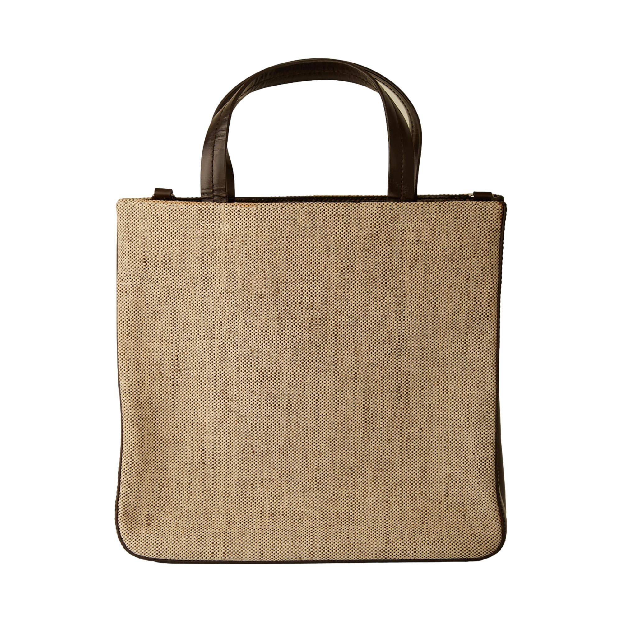 Prada Tan Canvas + Leather 2-Way Bag - Image 2