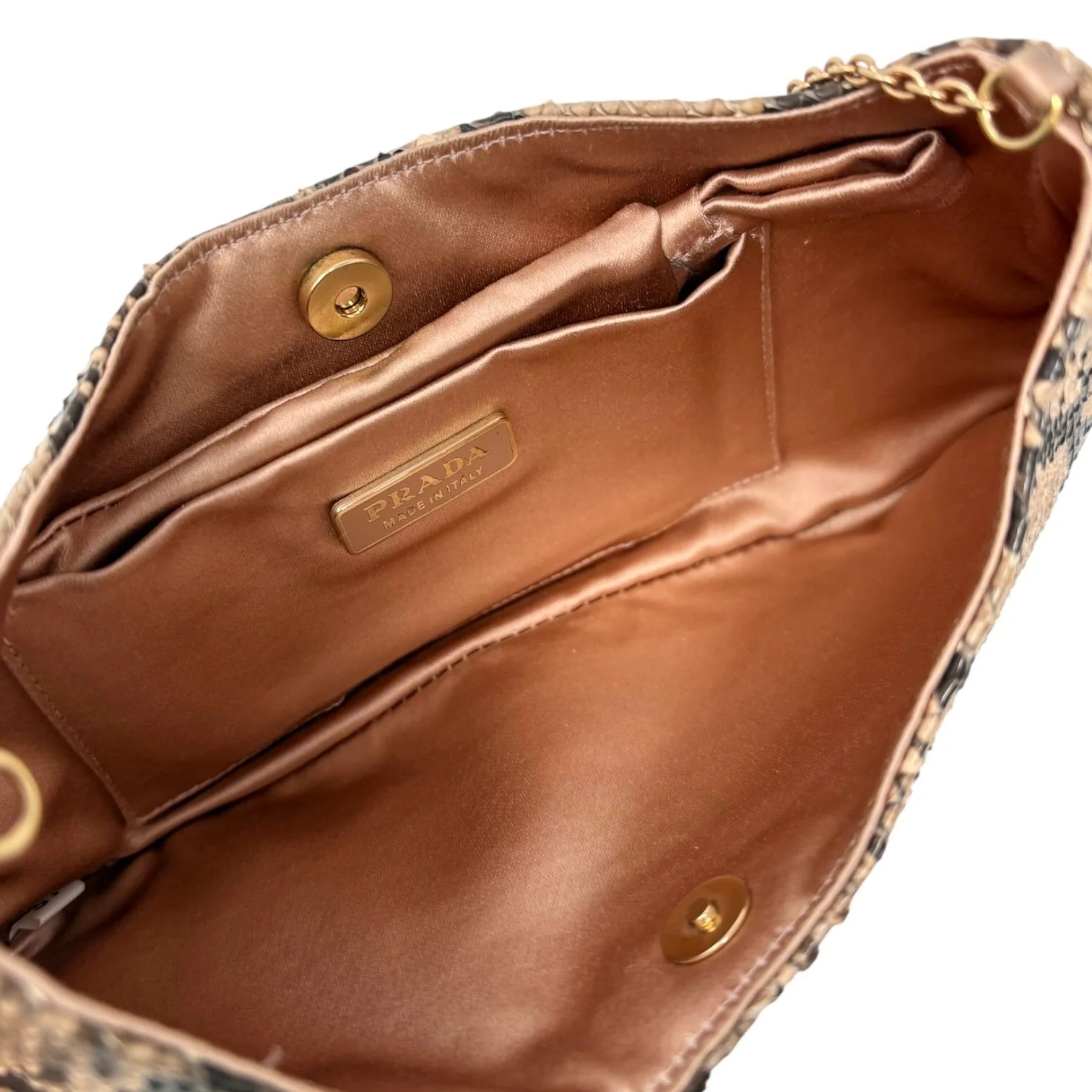 Prada Tan Snakeskin Chain Shoulder Bag - Image 3