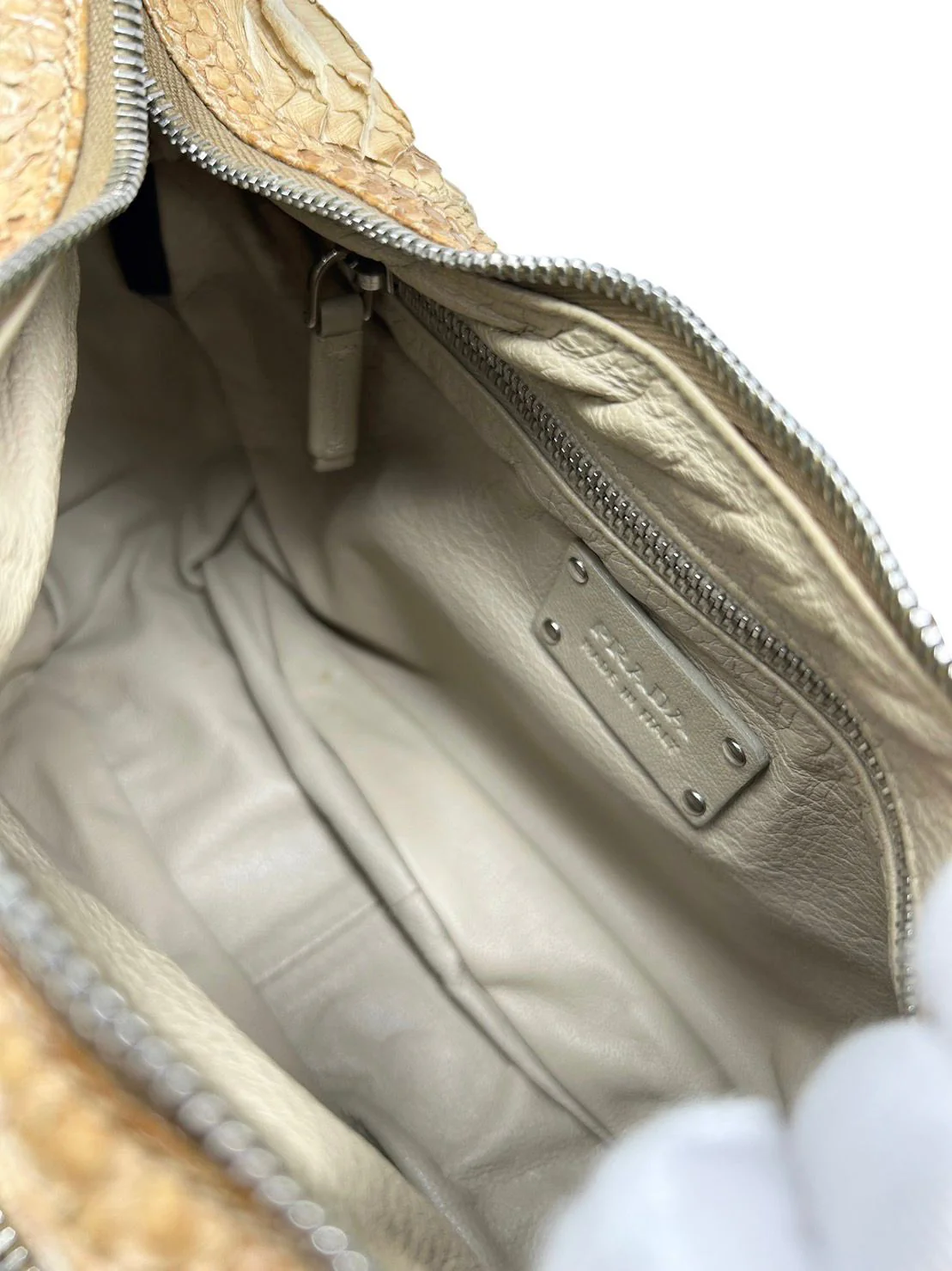 Prada Tan Snakeskin Shoulder Bag - Image 3