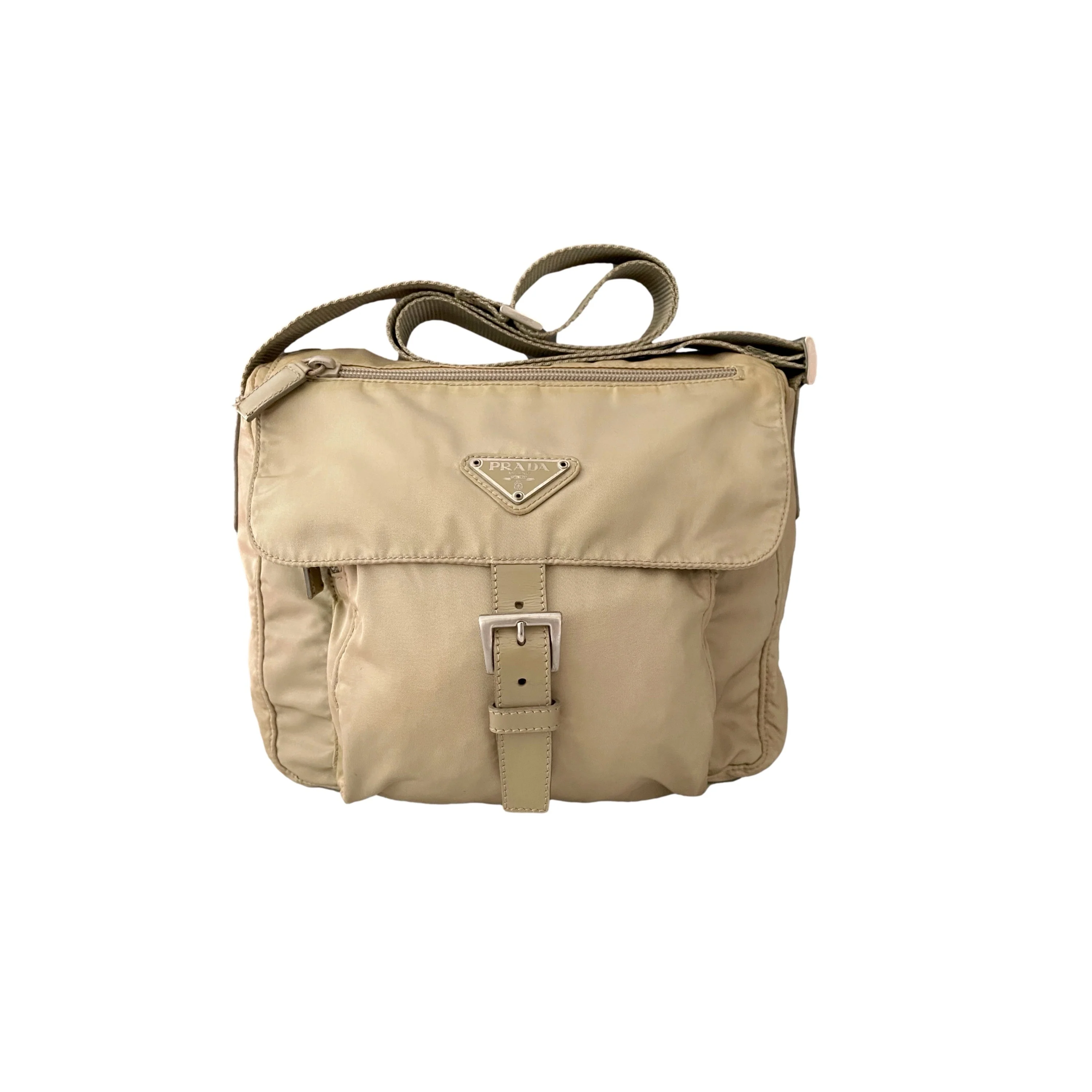 Prada Tan Logo Nylon Crossbody