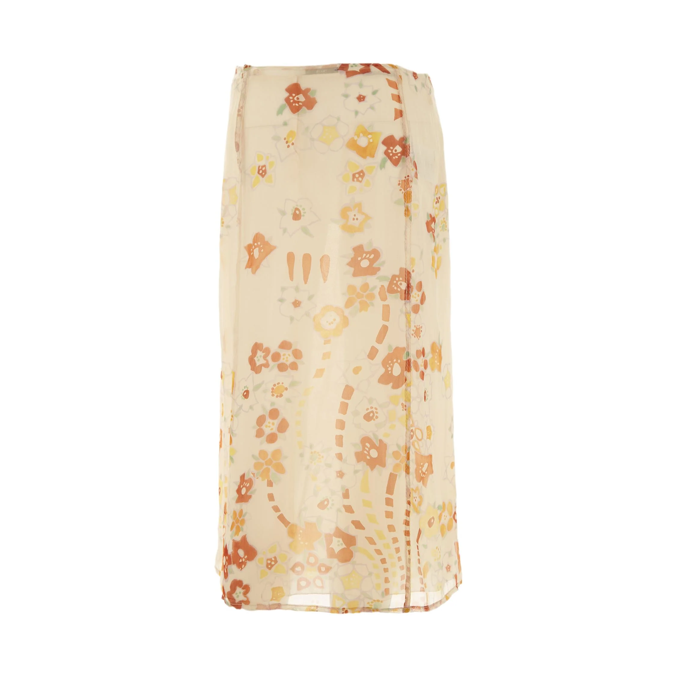 Prada White Floral Silk Skirt - Image 2