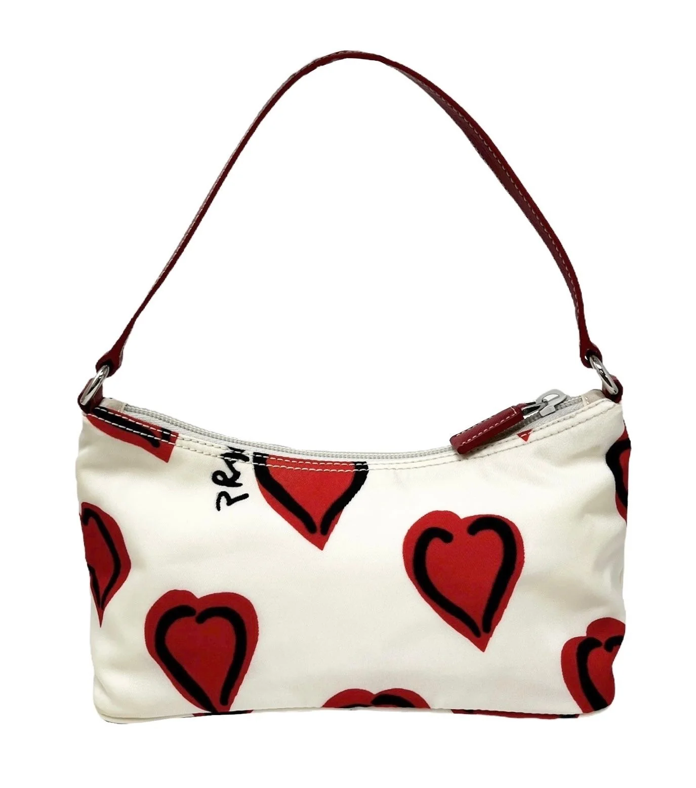 Prada White Heart Nylon Shoulder Bag - Image 2