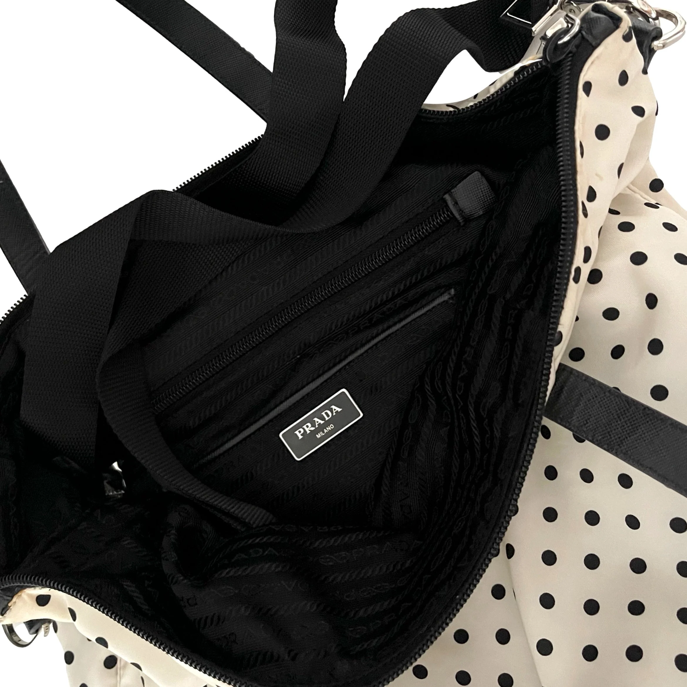 Prada White Polka Dot 2way Tote - Image 4