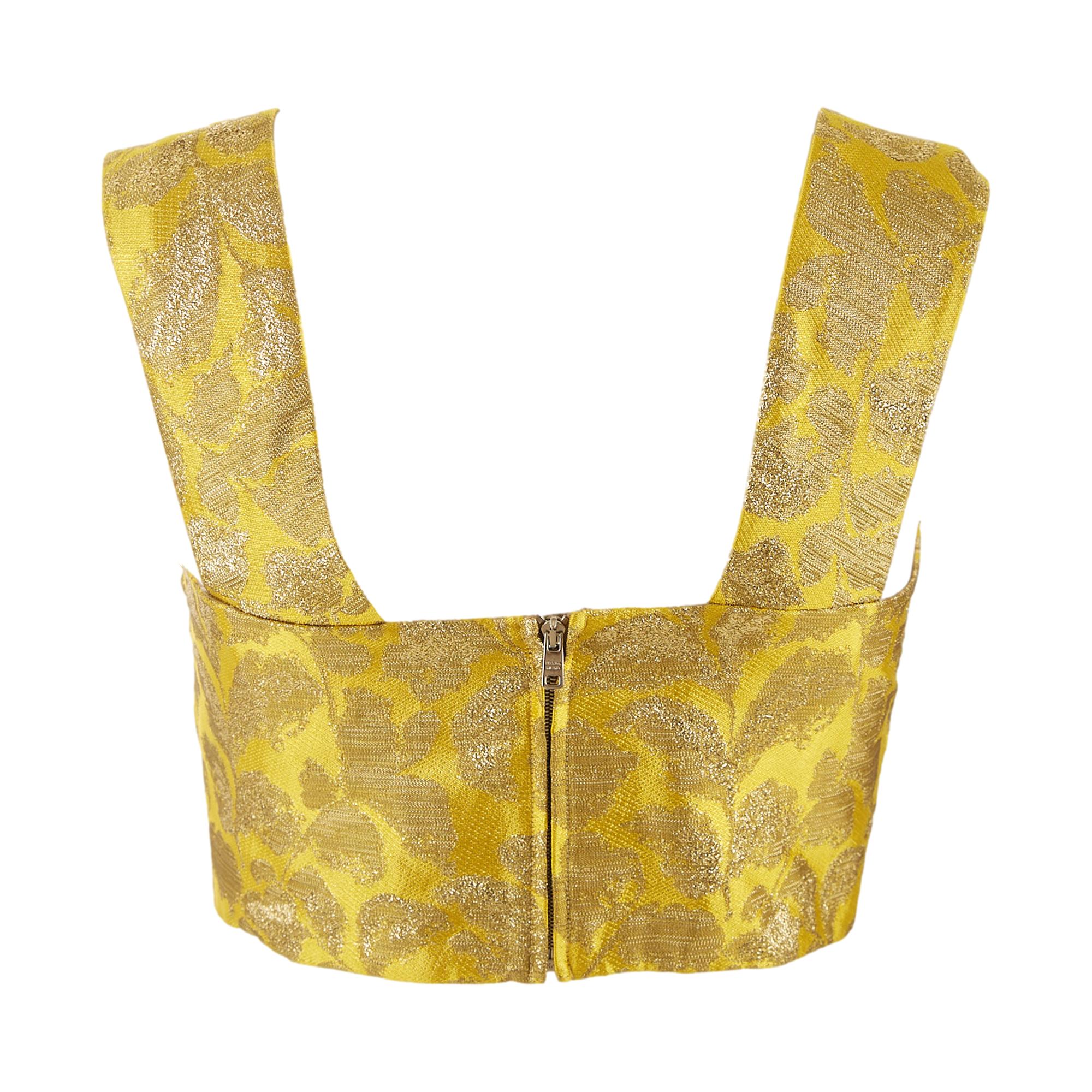 Prada Yellow Jacquard  Crop Top - Image 2