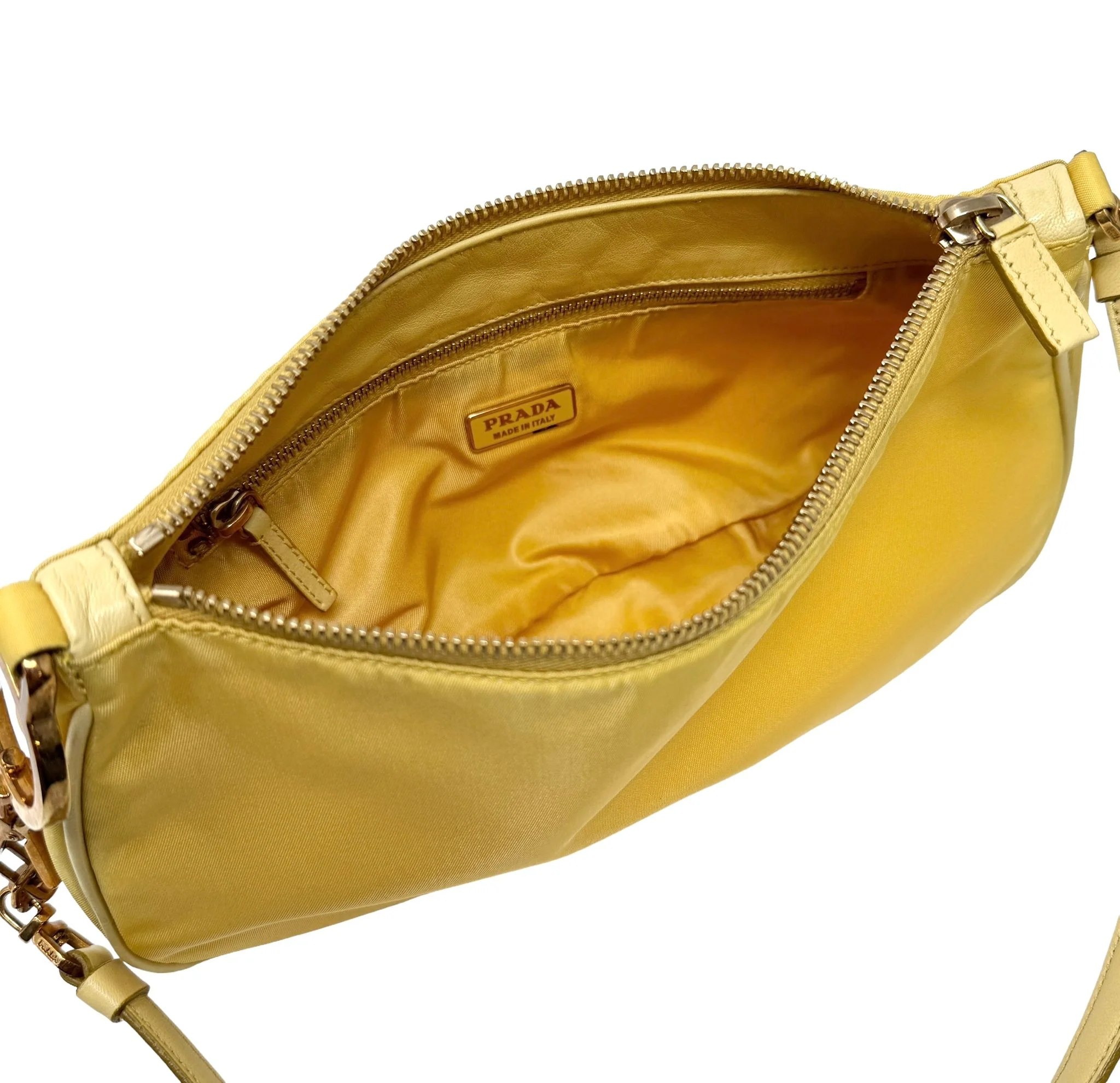 Prada Yellow Nylon Shoulder Bag - Image 3