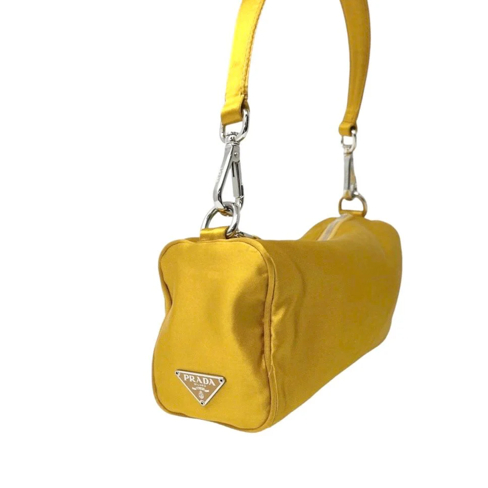Prada Yellow Satin Small Shoulder Bag - Image 3