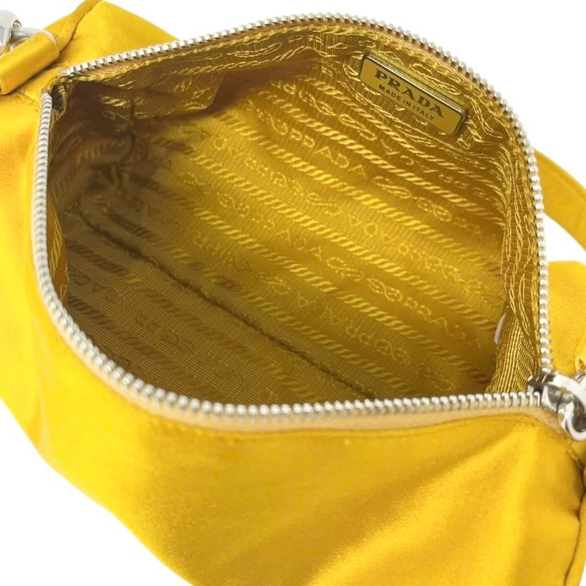 Prada Yellow Satin Small Shoulder Bag - Image 4