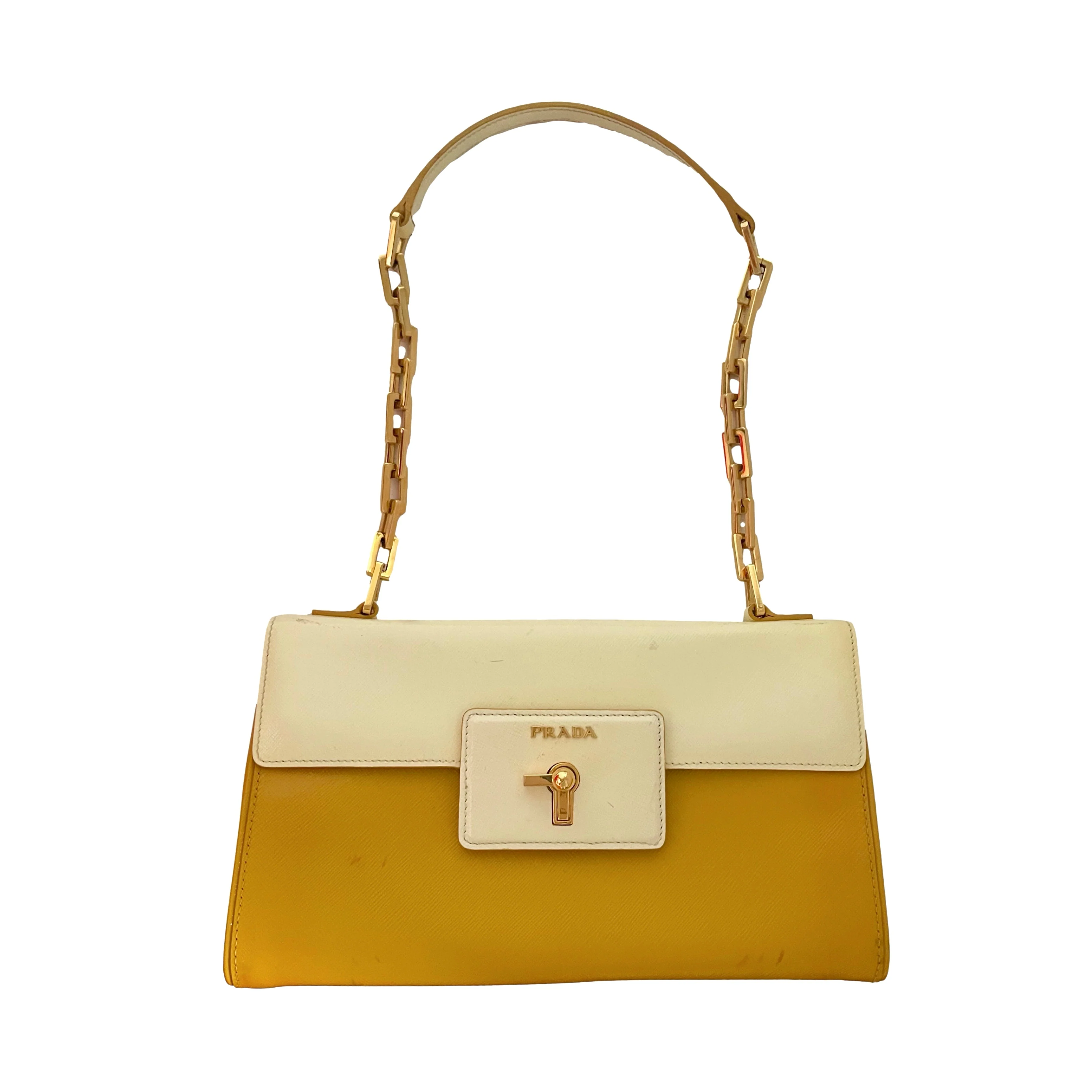 Prada Yellow Patent Shoulder Bag
