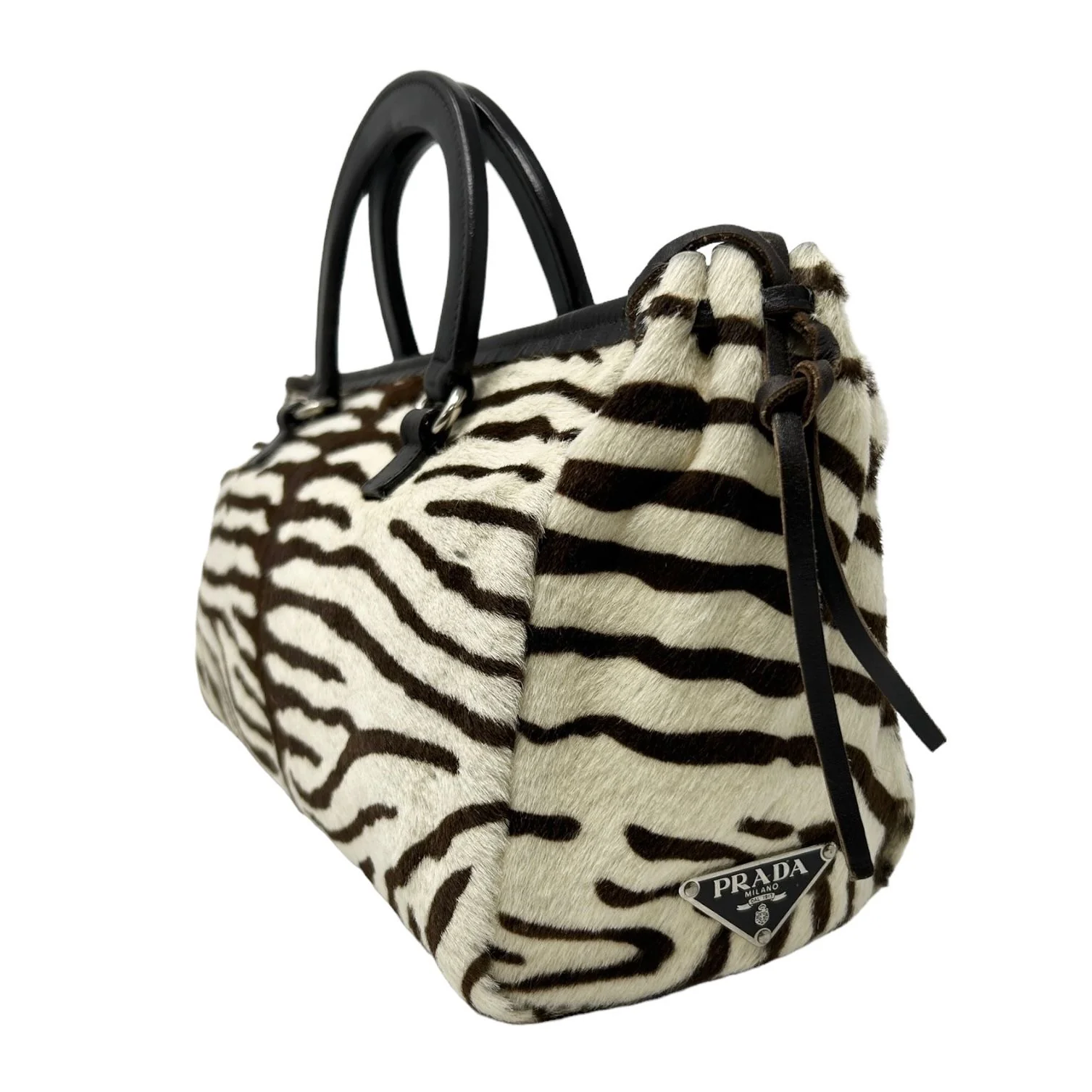 Prada Zebra Print Calf Hair Top Handle Bag - Image 3
