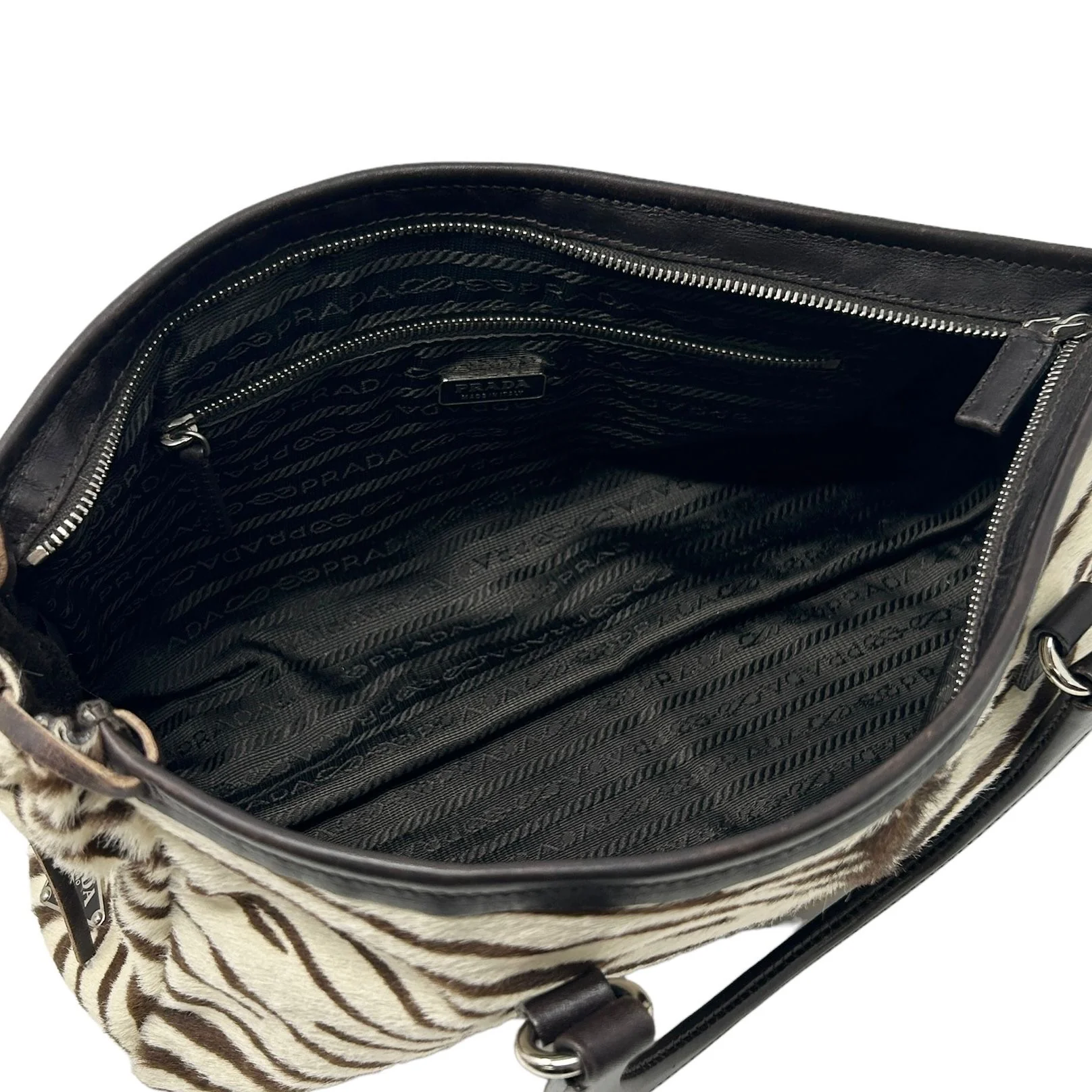 Prada Zebra Print Calf Hair Top Handle Bag - Image 4
