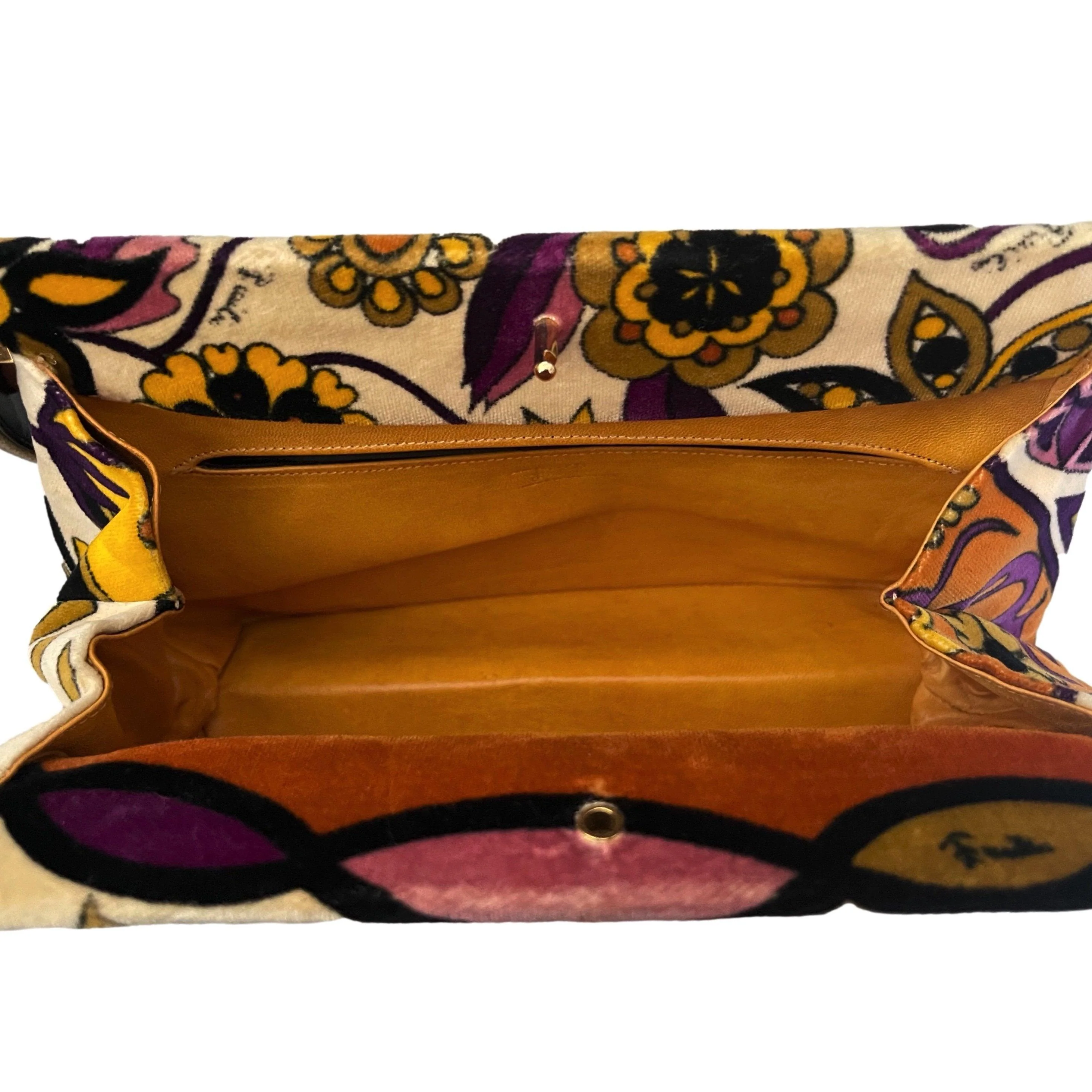 Pucci Amber Print Velvet Clasp Shoulder Bag - Image 4