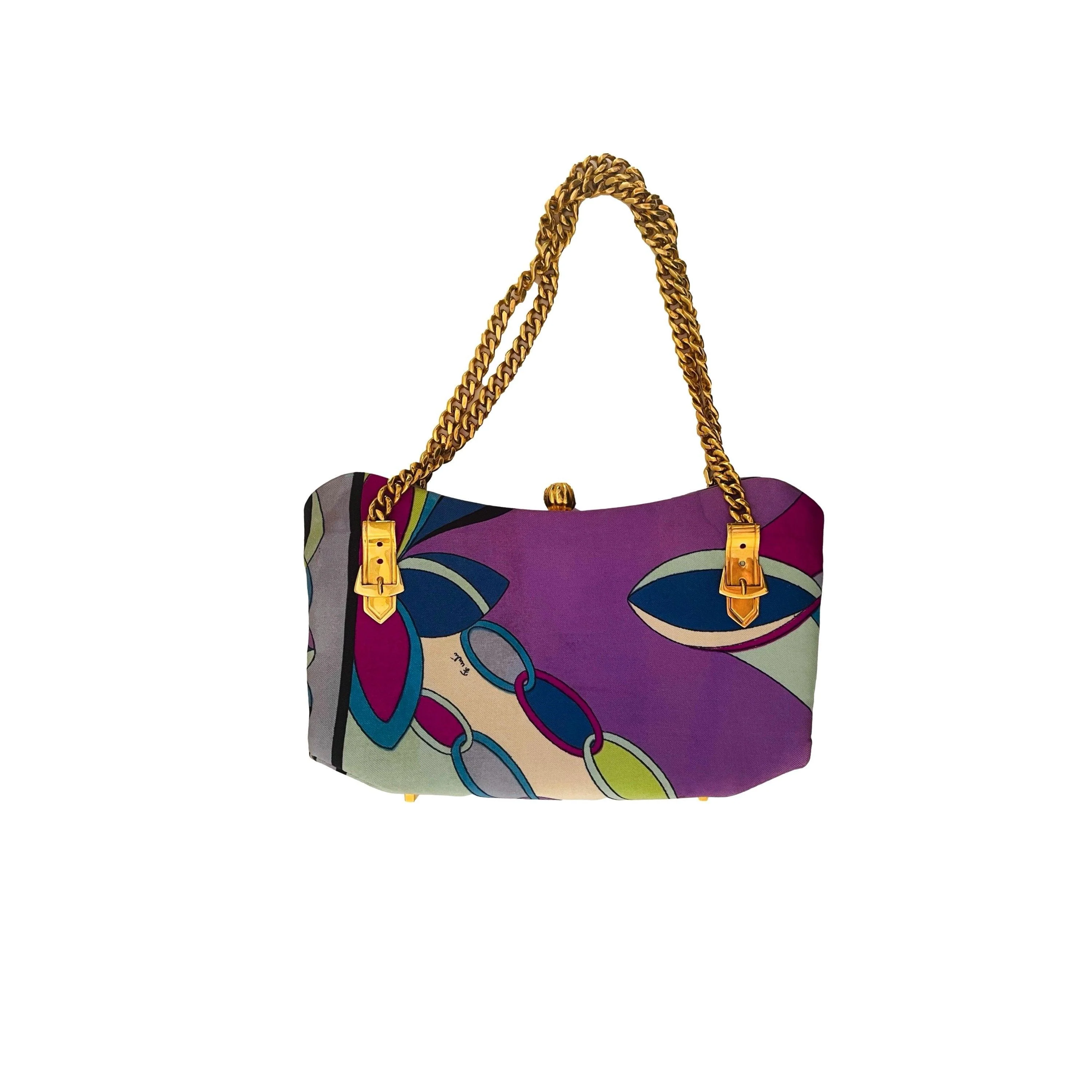 Pucci Baby Blue Silk Mini Chain Bag - Image 2