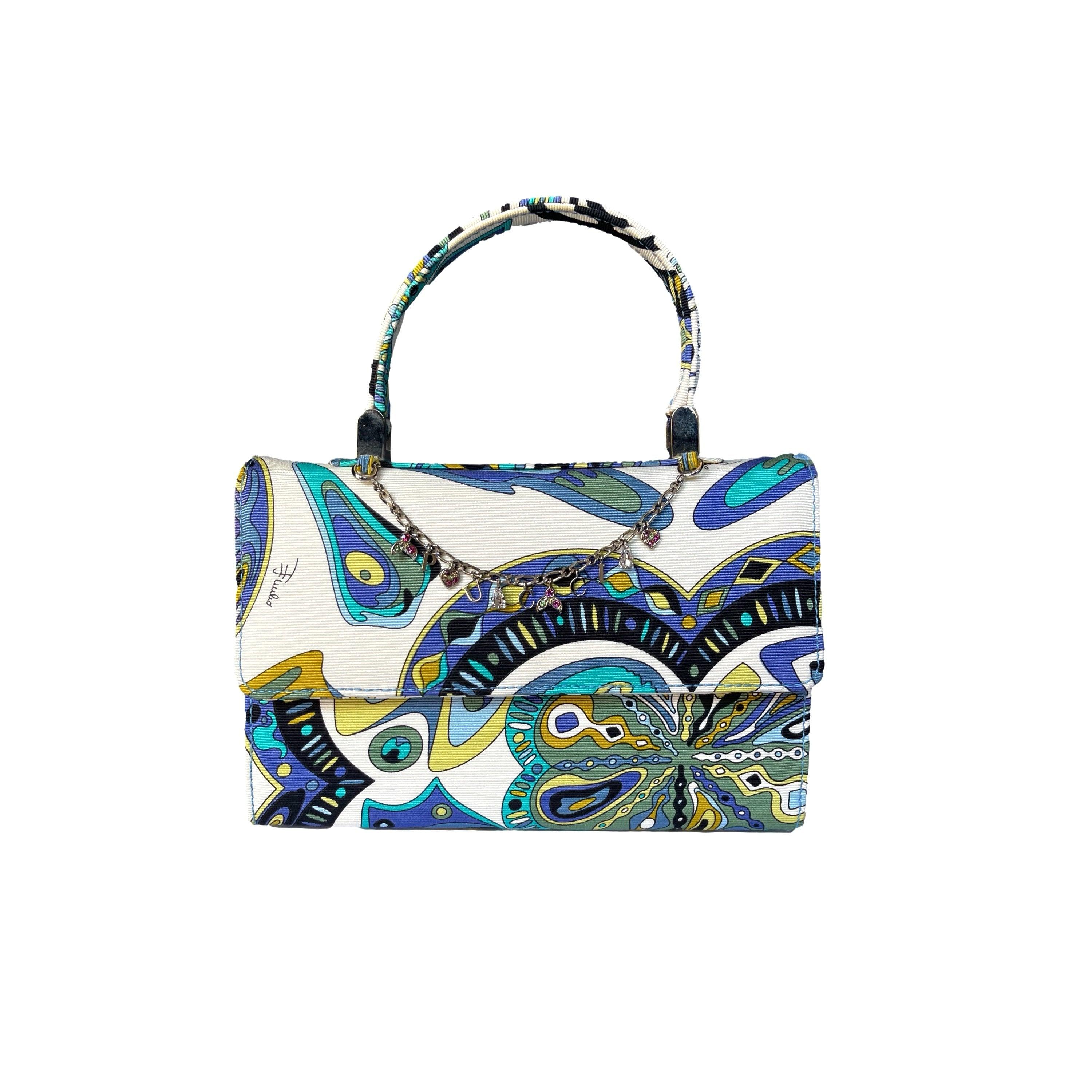 Pucci Blue Print Charm Mini Top Handle Bag