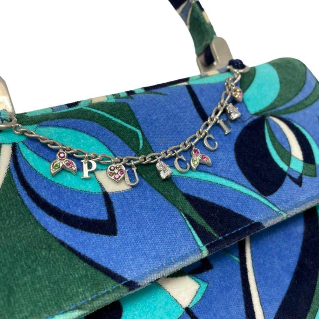 Pucci Blue Print Charm Mini Top Handle Bag - Image 3