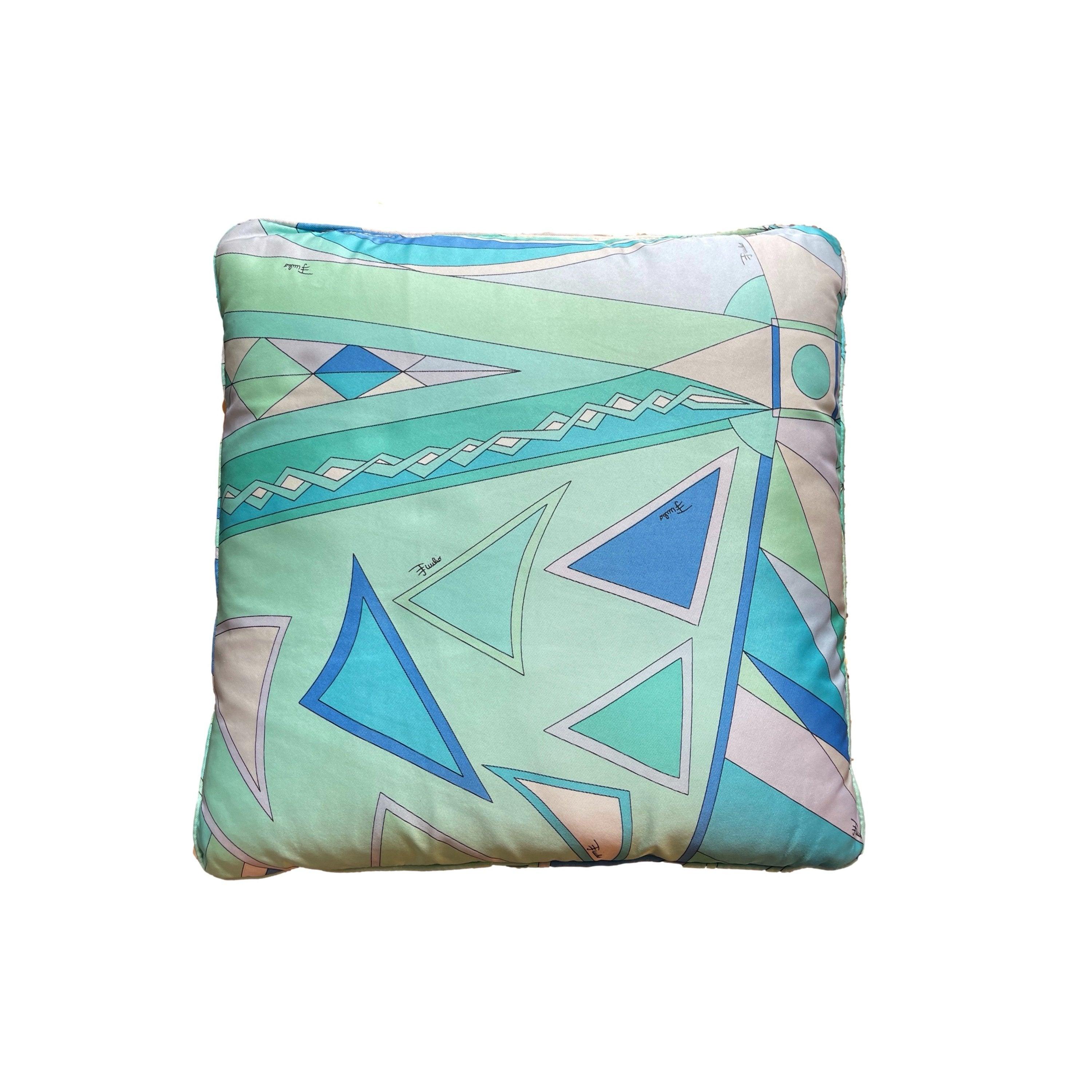 Pucci Blue Print Silk Pillow - Image 2